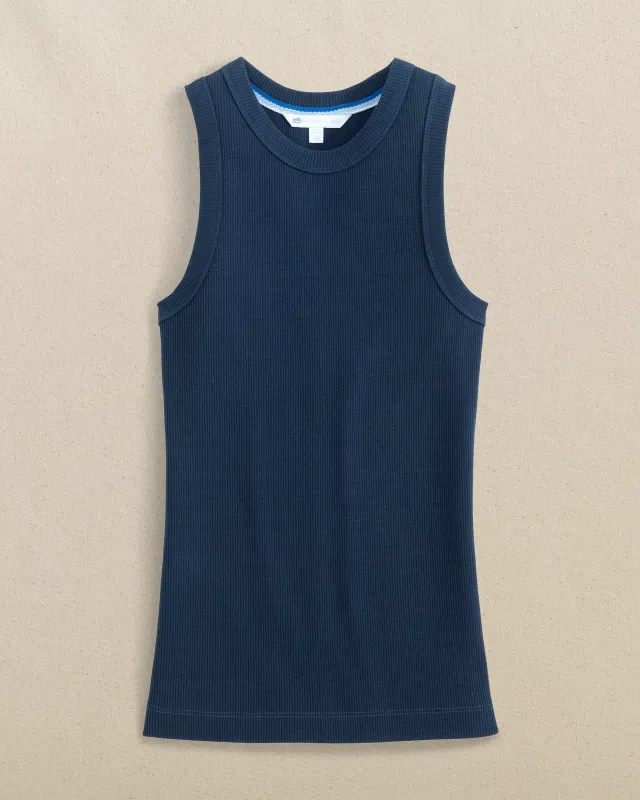 Ryan Solid Rib Tank - Dress Blue made by Southern Tide