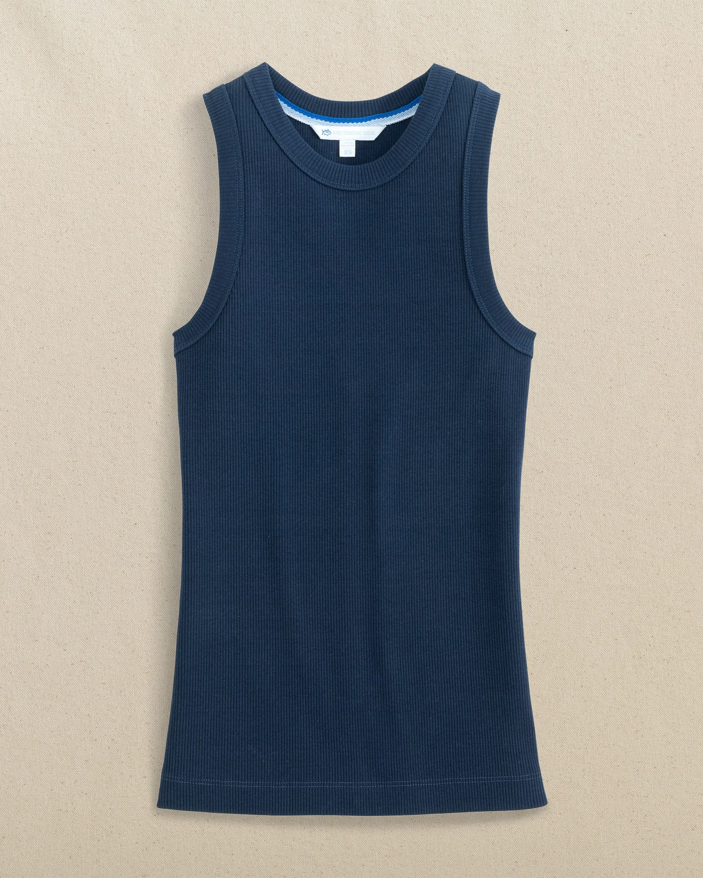 Ryan Solid Rib Tank - Dress Blue sold by Southern Tide