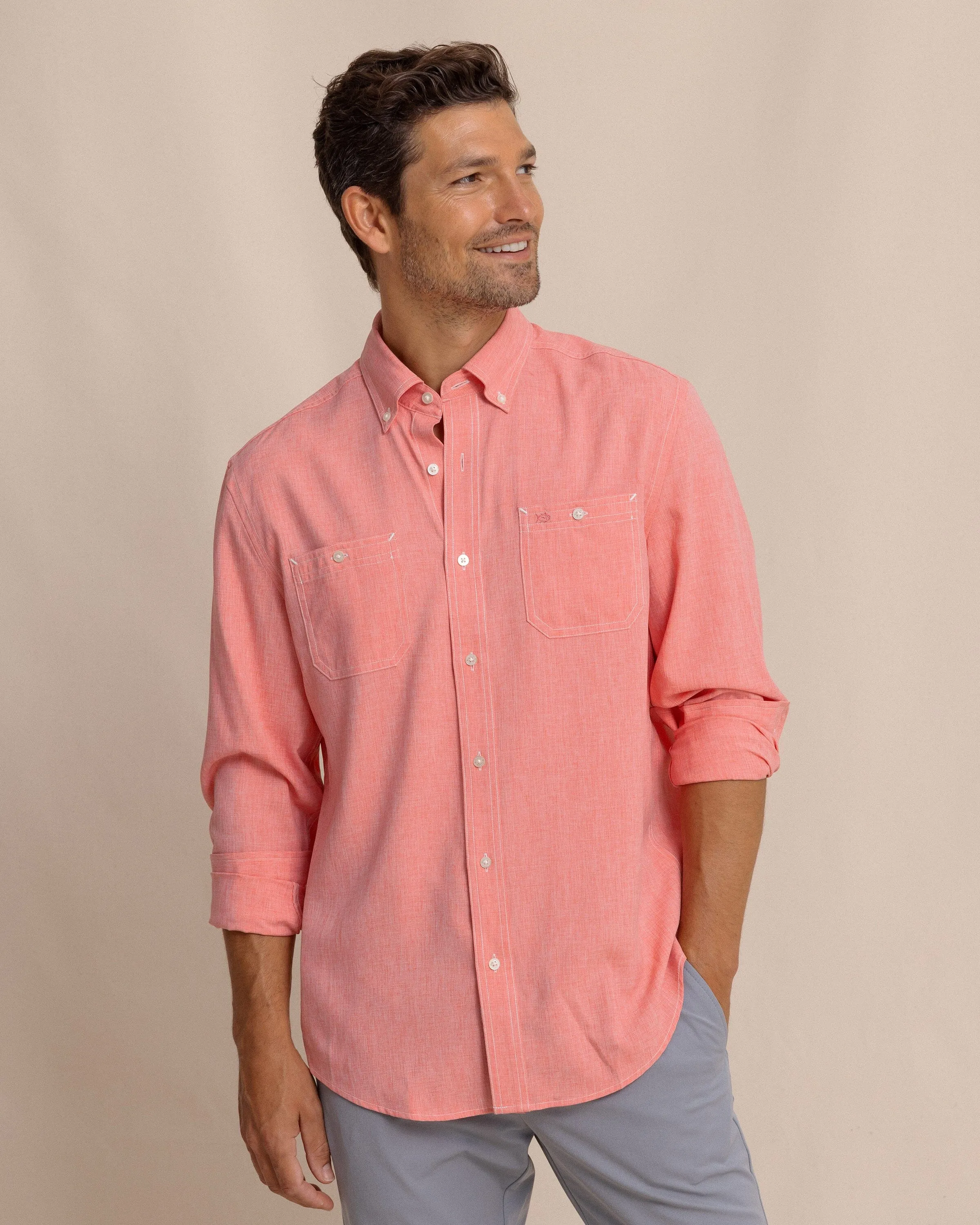 Southern Tide Dock Shirt - Sunkist Coral sold by Southern Tide product image thumbnail 4