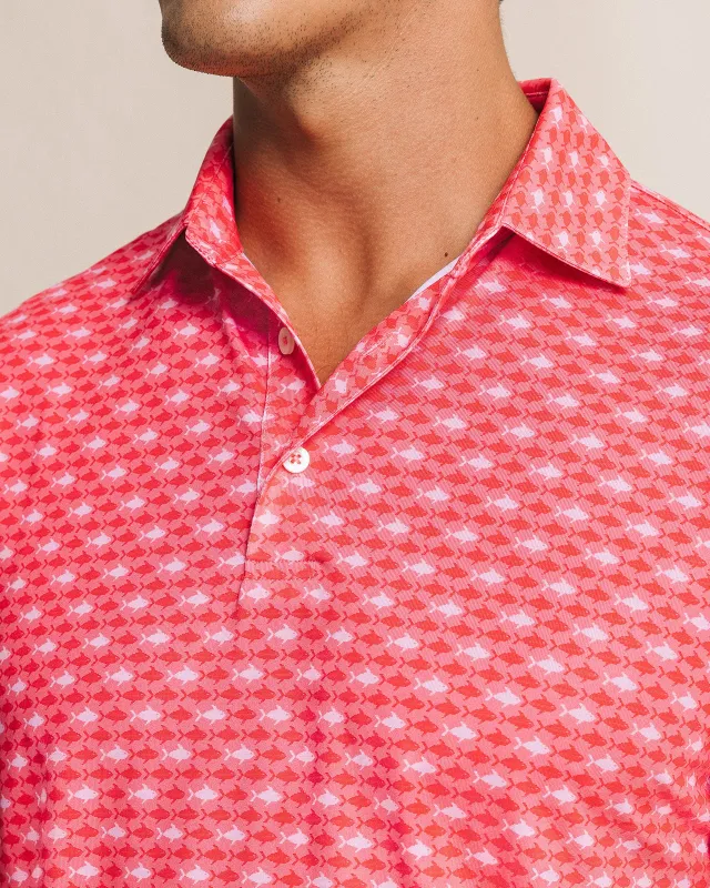 Driver Fintastic Frenzy Printed Polo - Channel Marker Red made by Southern Tide
