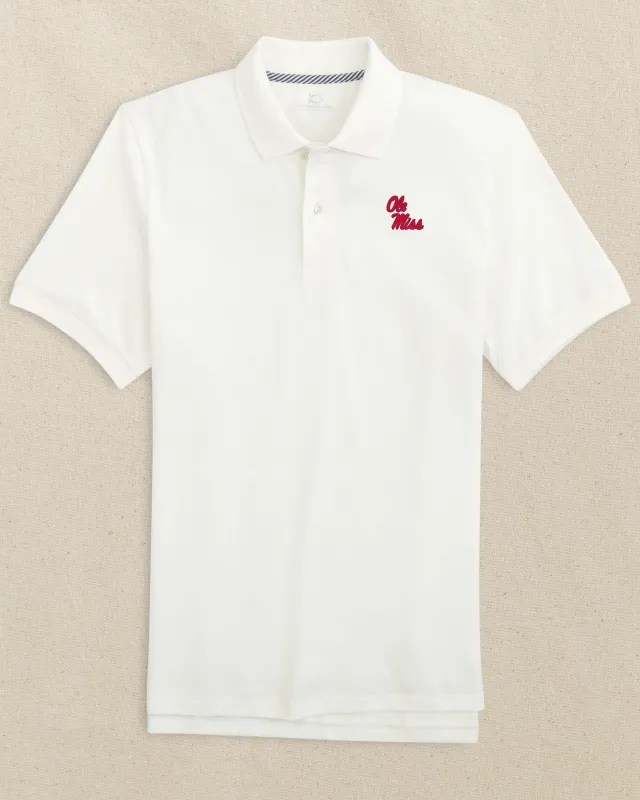 Ole Miss Rebels Stacked Skipjack Polo Shirt made by Southern Tide