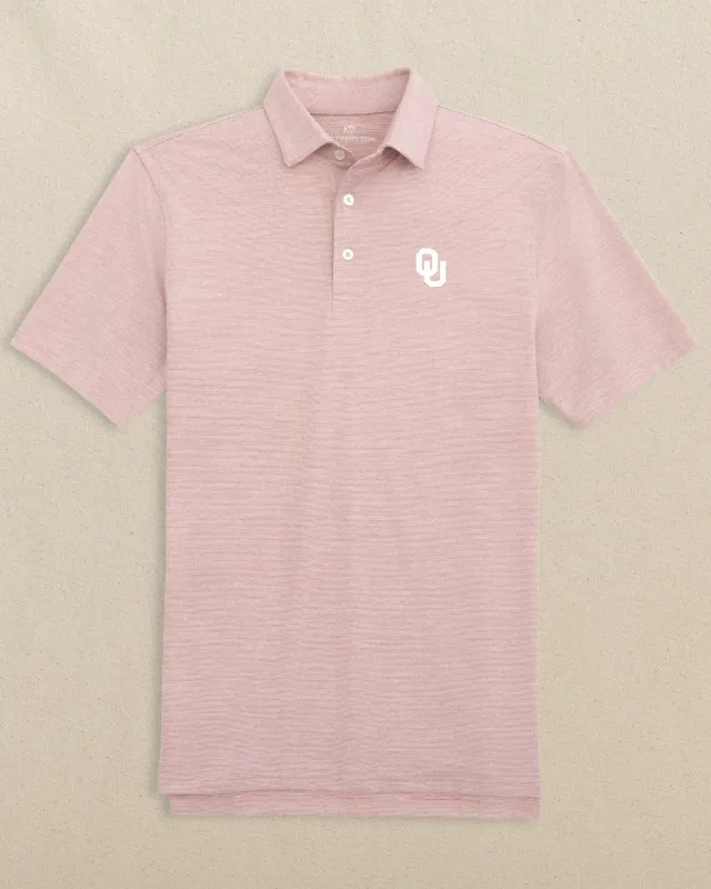 Oklahoma Sooners White Logo Driver Spacedye Polo Shirt made by Southern Tide