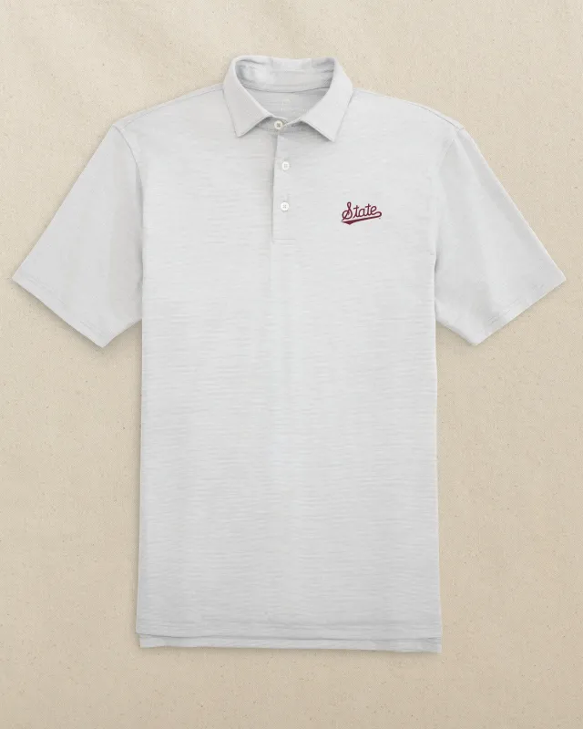 Mississippi State Script Driver Spacedye Polo made by Southern Tide