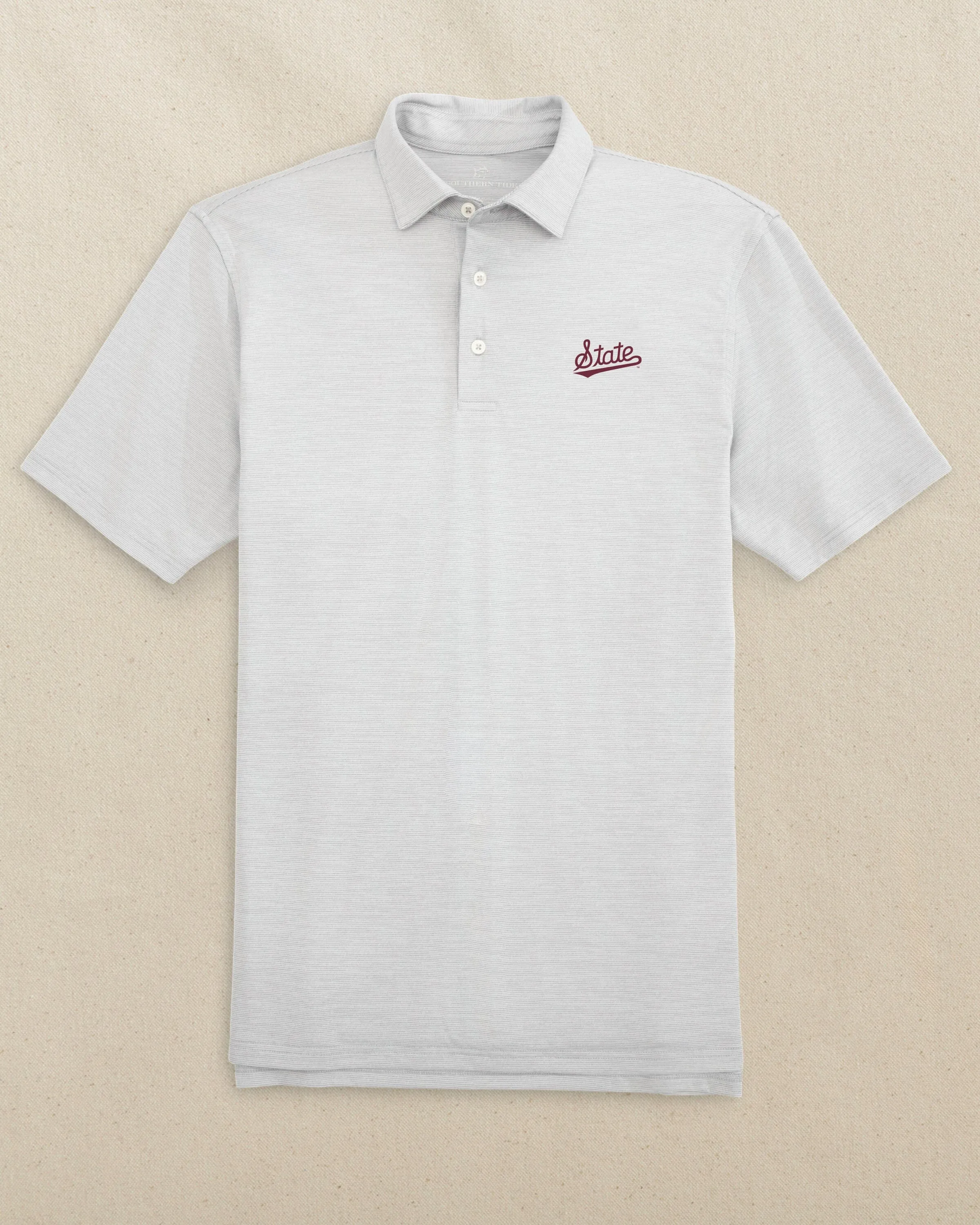 Mississippi State Script Driver Spacedye Polo sold by Southern Tide