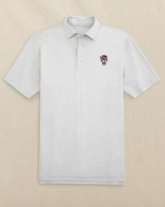 NC State Wolf Head Driver Spacedye Polo - Slate Grey made by Southern Tide