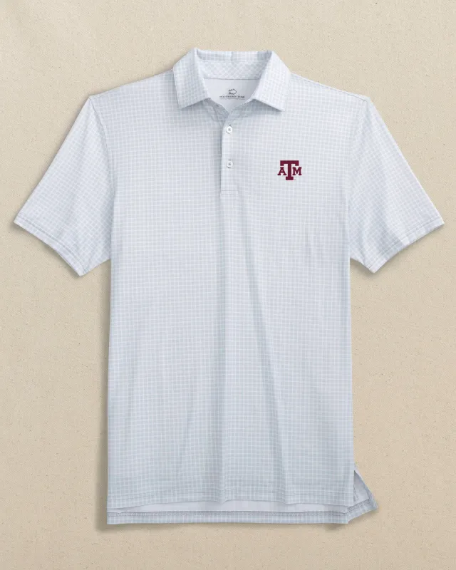 Texas A&M Aggies Driver Dunes Edge Plaid Polo - Slate Grey made by Southern Tide