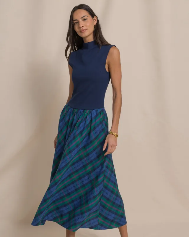 Knit to Woven Plaid Party Dress made by Southern Tide