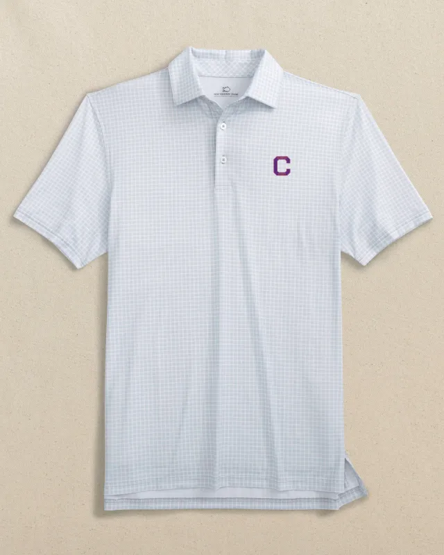 Clemson Tigers Block C Driver Dunes Edge Plaid Polo - Slate Grey made by Southern Tide
