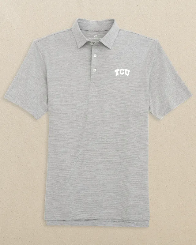 TCU Horned Frogs Driver Spacedye Polo Shirt - Black made by Southern Tide