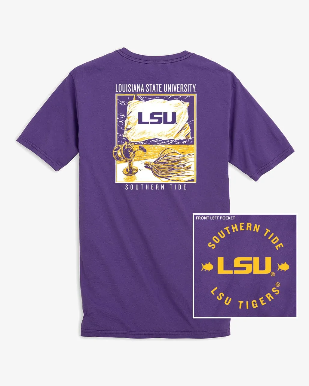 LSU Tigers Fishing Flag T-Shirt sold by Southern Tide