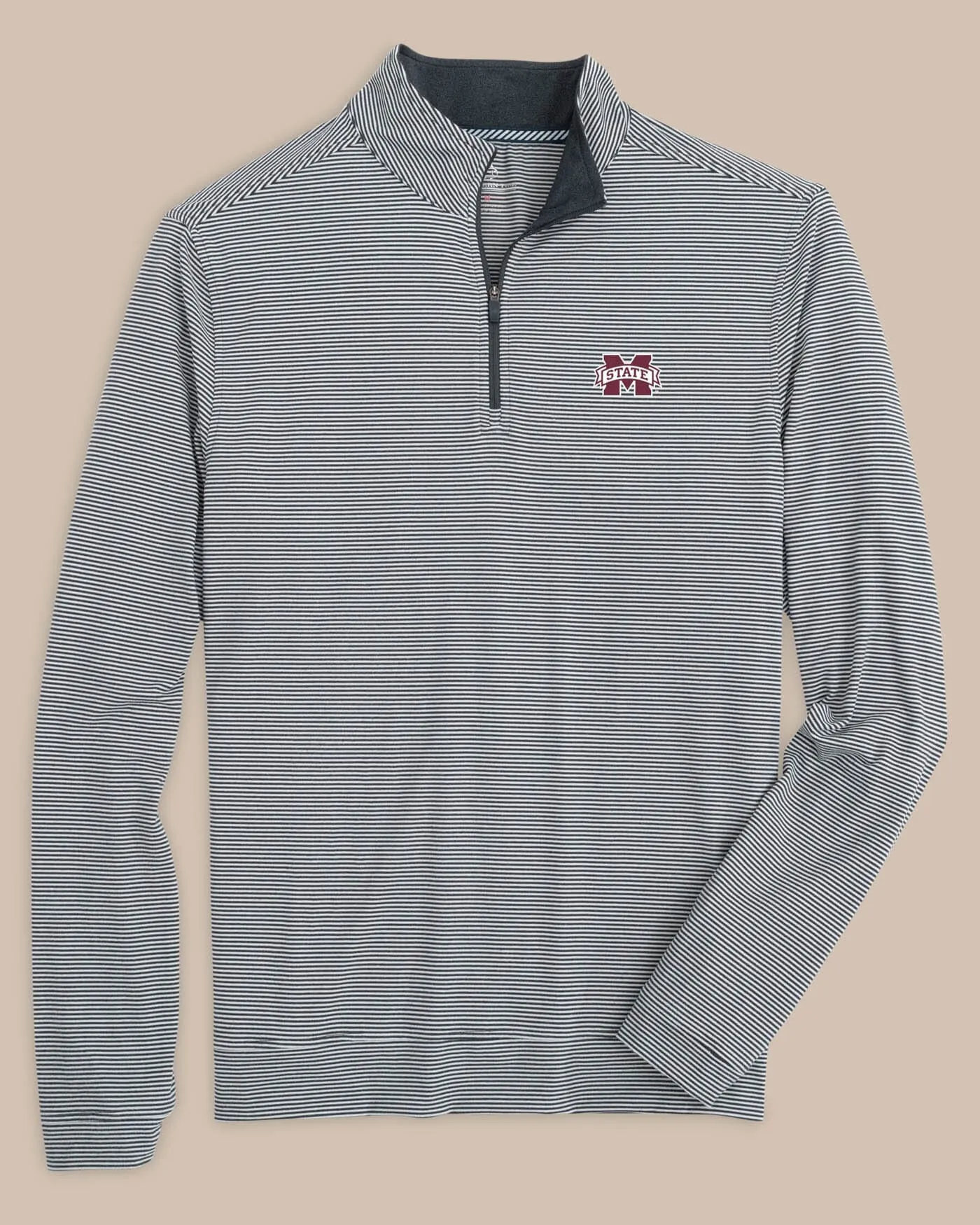 Mississippi State Bulldogs Cruiser Micro-Stripe Heather Quarter Zip sold by Southern Tide