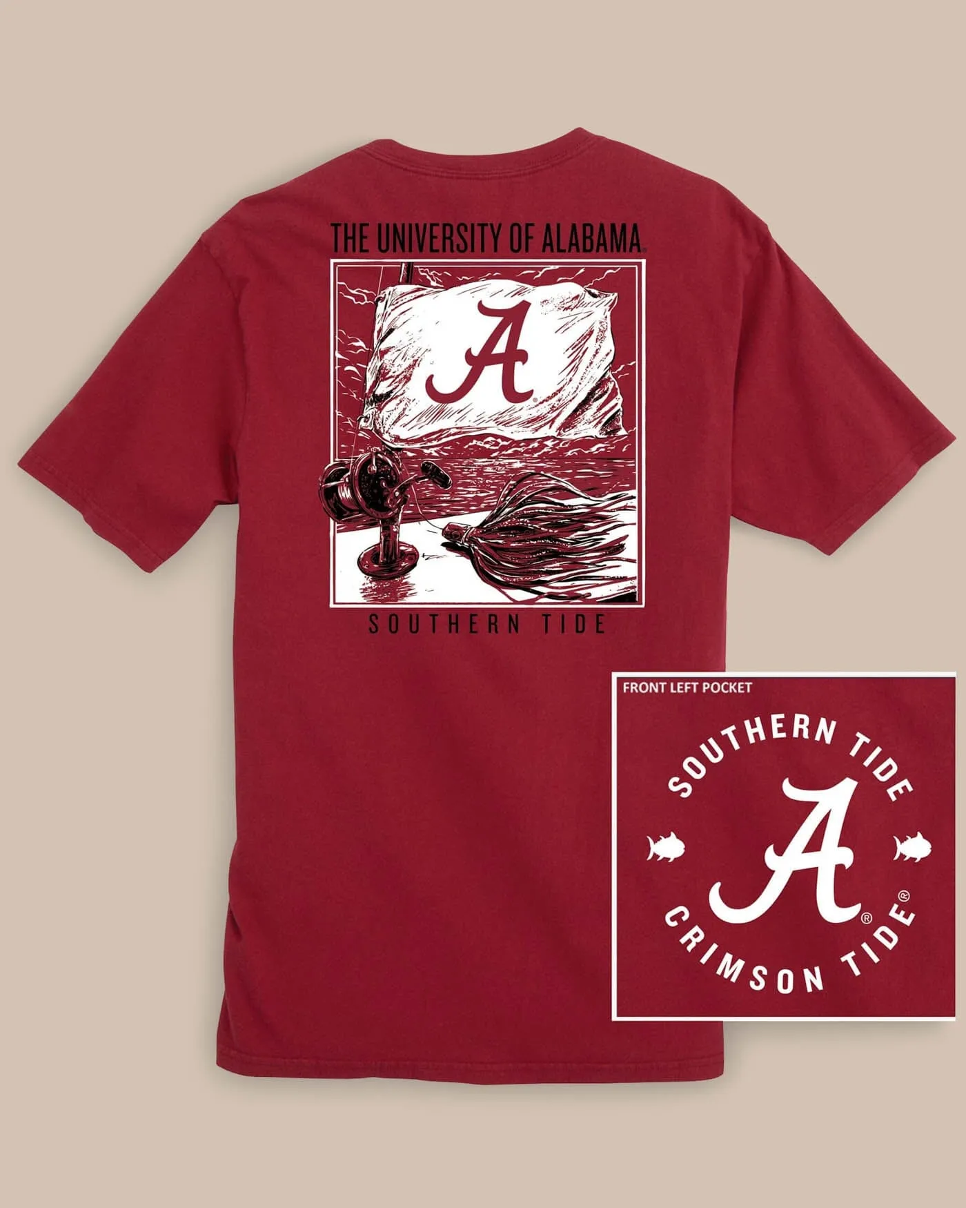 Alabama Crimson Tide Fishing Flag T-Shirt sold by Southern Tide
