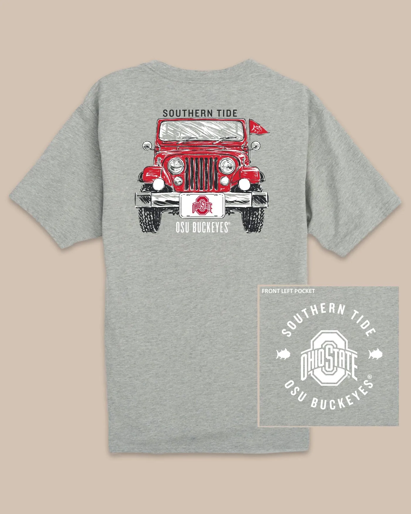 Ohio State Buckeyes Heather Front Plate T-Shirt sold by Southern Tide