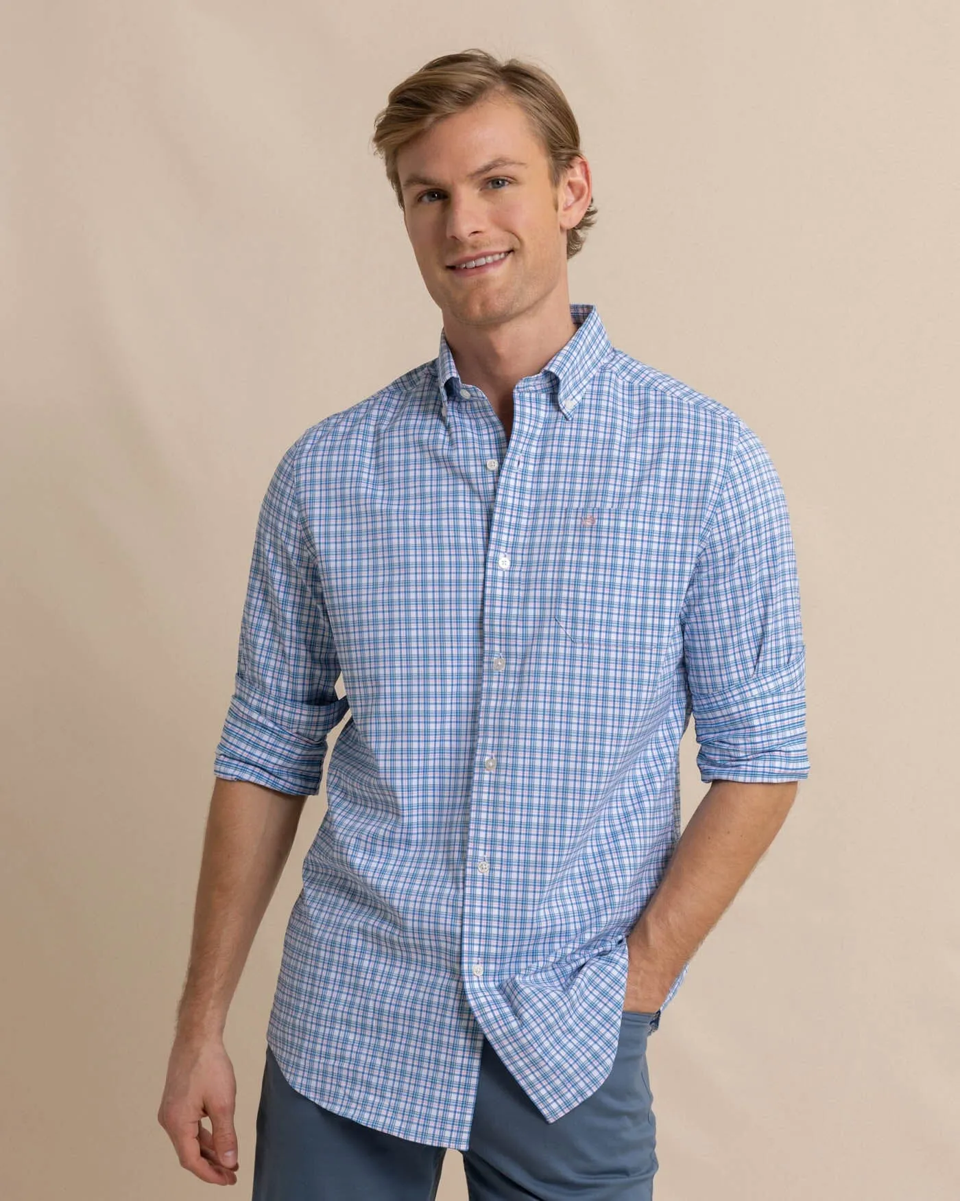 Portsmouth Plaid Intercoastal Long Sleeve Sport Shirt sold by Southern Tide