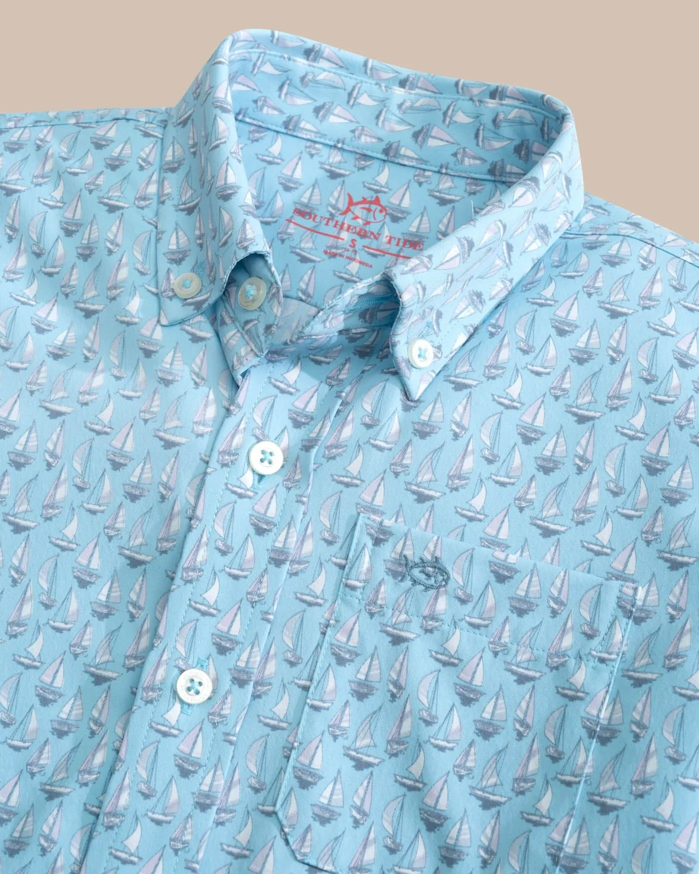 Boys Intercoastal Forget A-Boat It Short Sleeve Sport Shirt sold by Southern Tide product image thumbnail 2