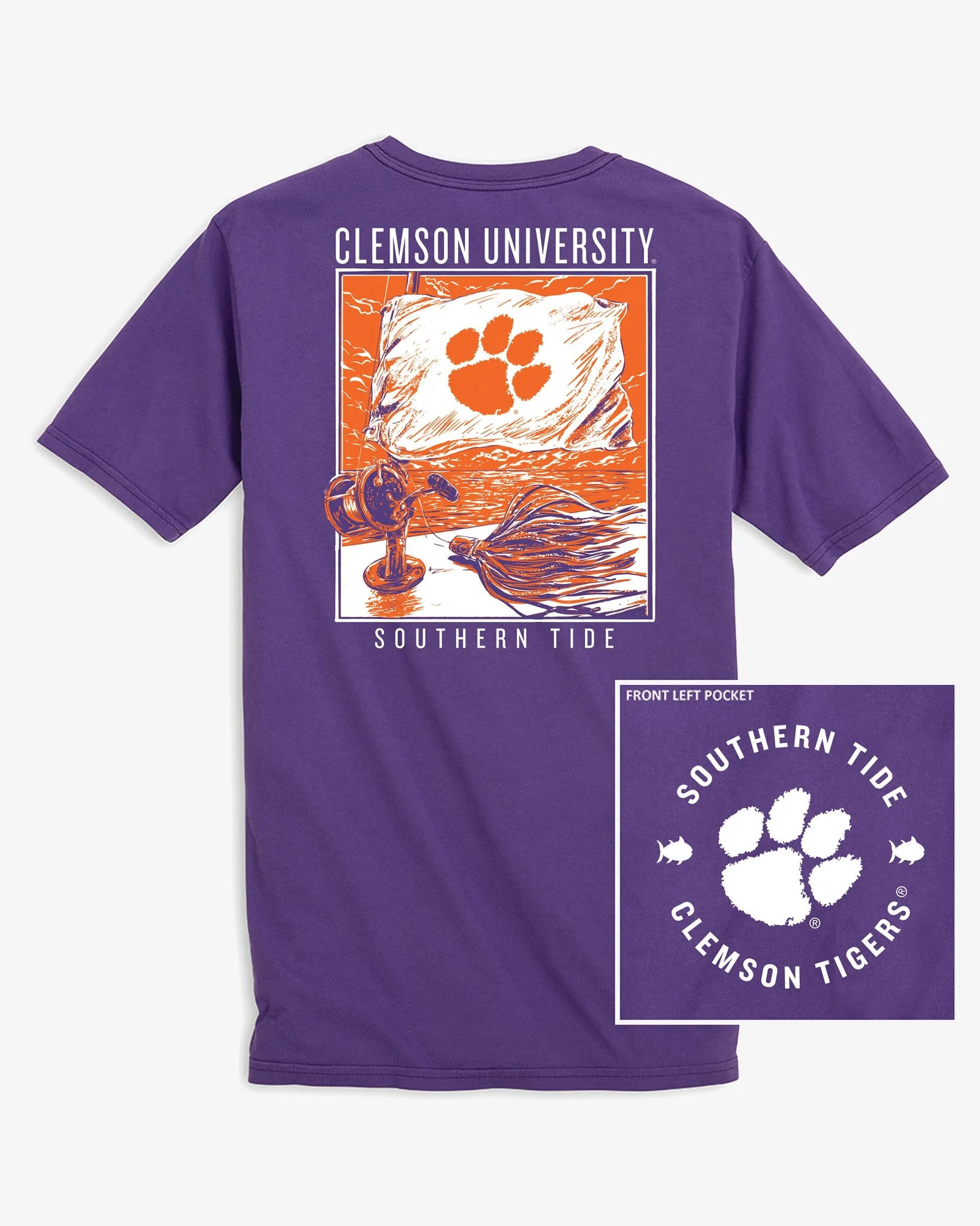 Clemson Tigers Fishing Flag T-Shirt sold by Southern Tide