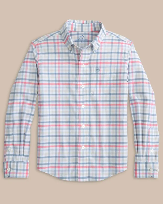 Boys Coastal Passage Plaid Long Sleeve Shirt sold by Southern Tide