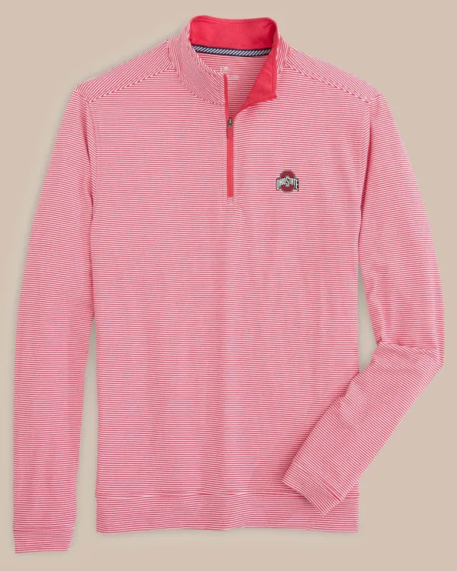 Ohio State Buckeyes Cruiser Micro-Stripe Heather Quarter Zip sold by Southern Tide