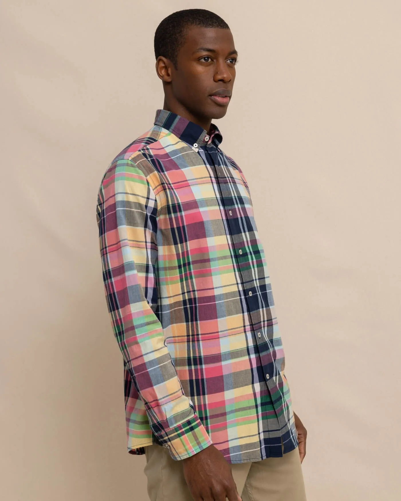 Harkers Island Madras Plaid Long Sleeve Sport Shirt sold by Southern Tide product image thumbnail 3