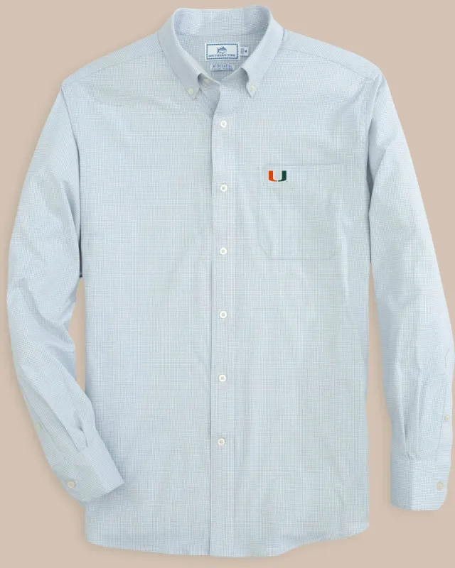 Miami Hurricanes Gingham Button Down Shirt sold by Southern Tide