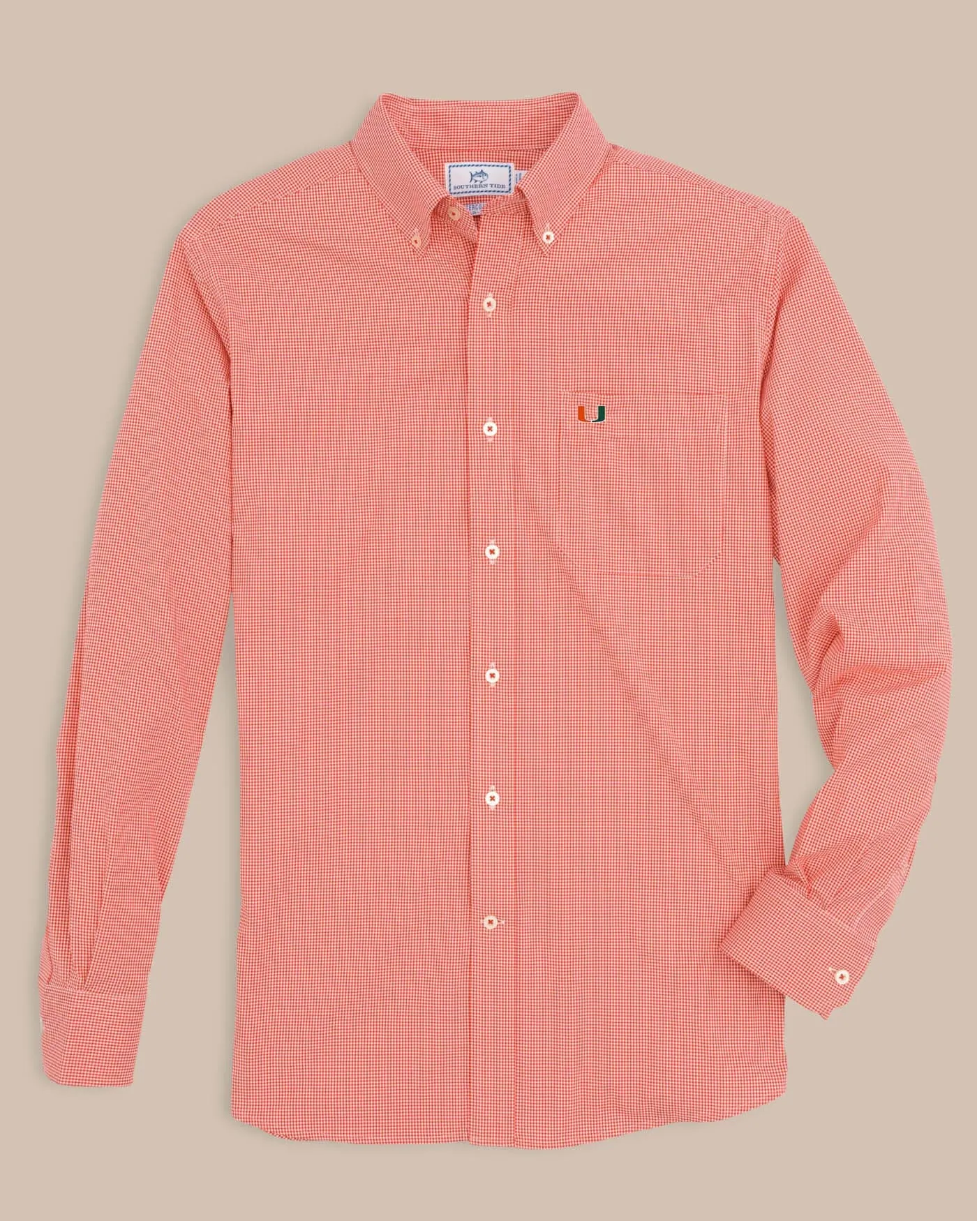 Miami Hurricanes Gingham Button Down Shirt sold by Southern Tide product image thumbnail 3