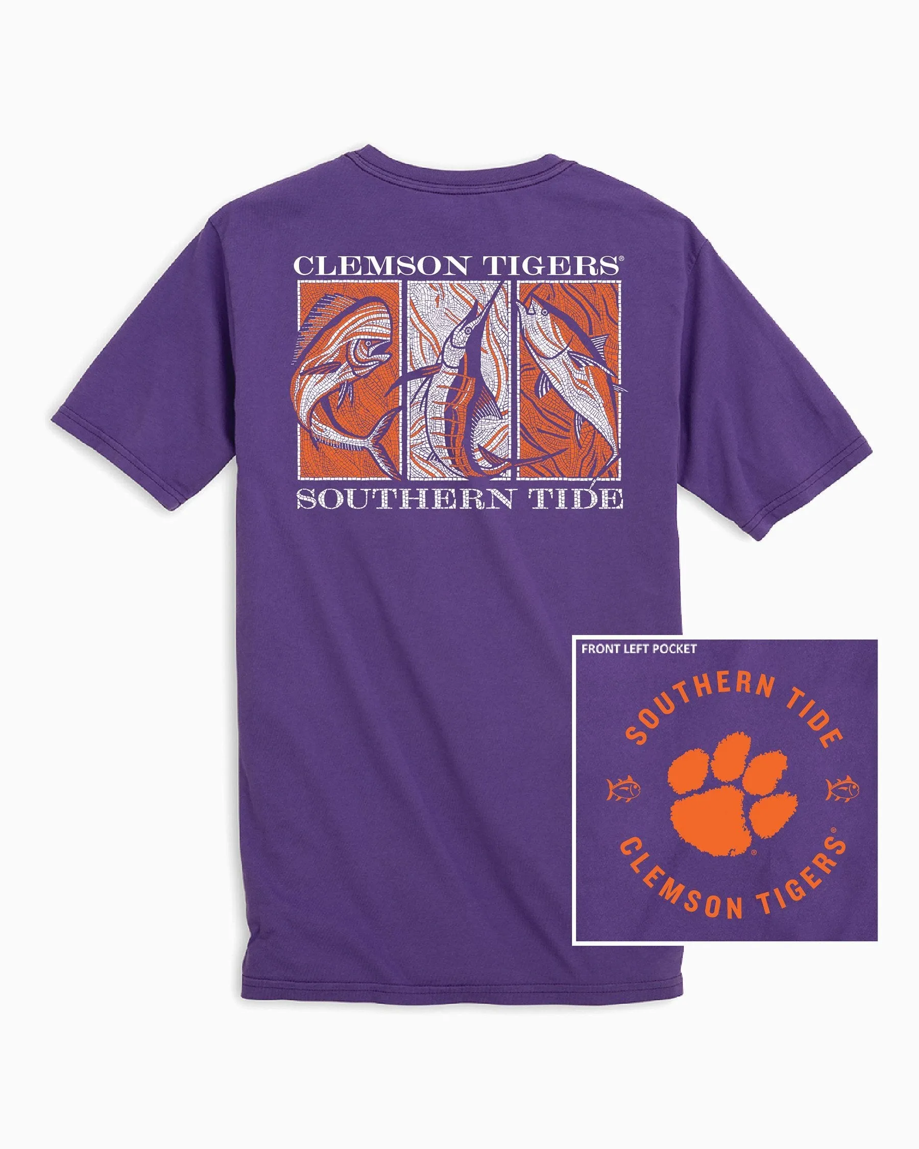 Clemson Tigers Mosaic Fish Short Sleeve T-Shirt sold by Southern Tide