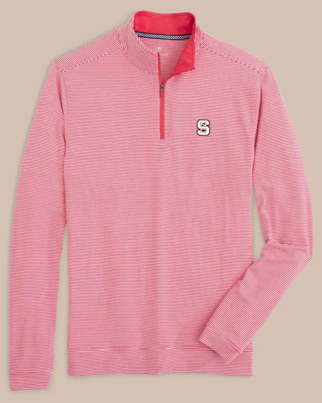NC State Wolfpack Cruiser Micro-Stripe Heather Quarter Zip sold by Southern Tide
