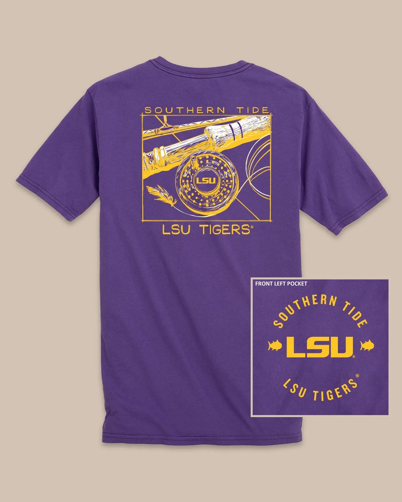 LSU Tigers Gameday Fly Reel T-Shirt sold by Southern Tide