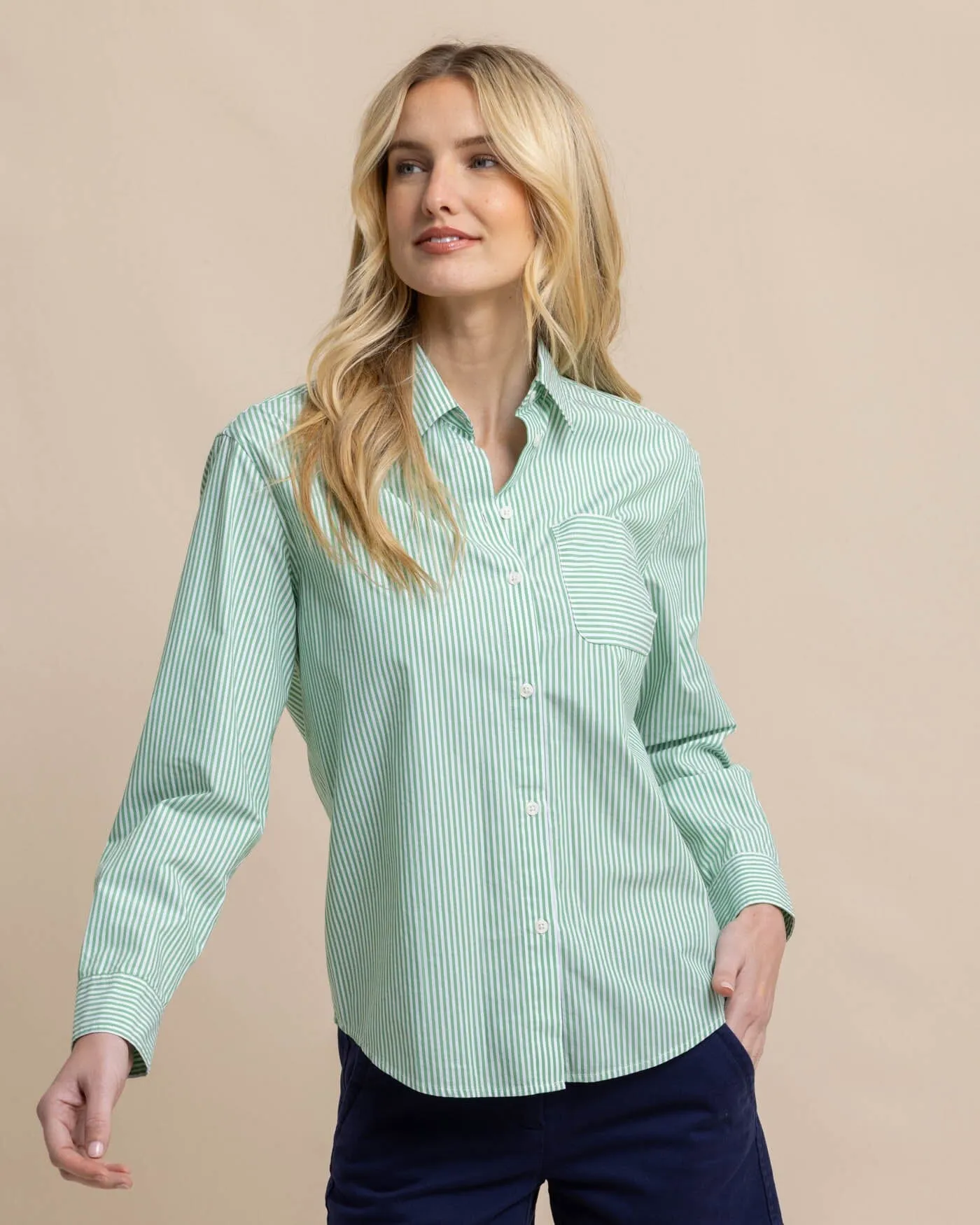 Katherine Stripe Shirt - Lawn Green sold by Southern Tide product image thumbnail 2
