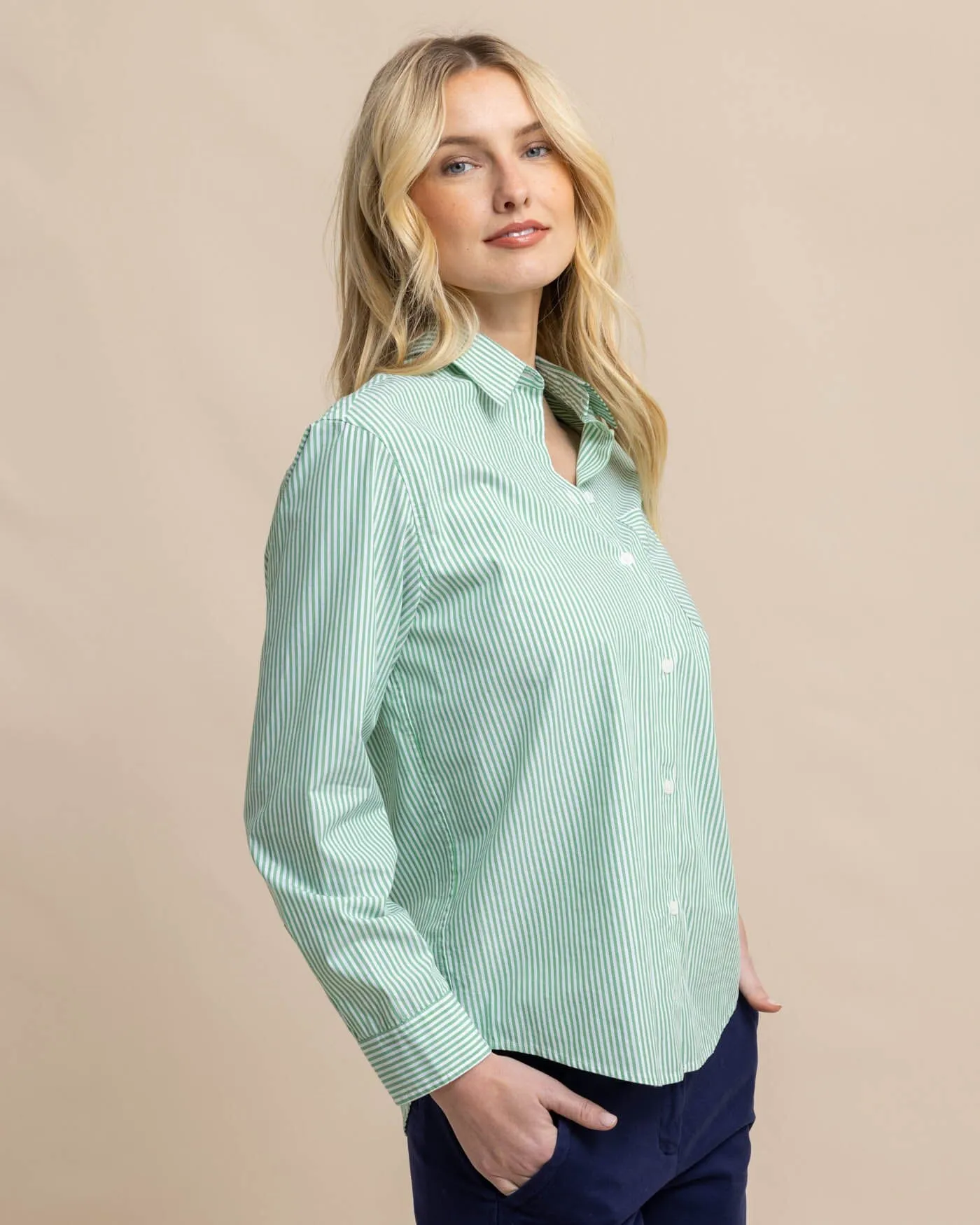 Katherine Stripe Shirt - Lawn Green sold by Southern Tide product image thumbnail 4