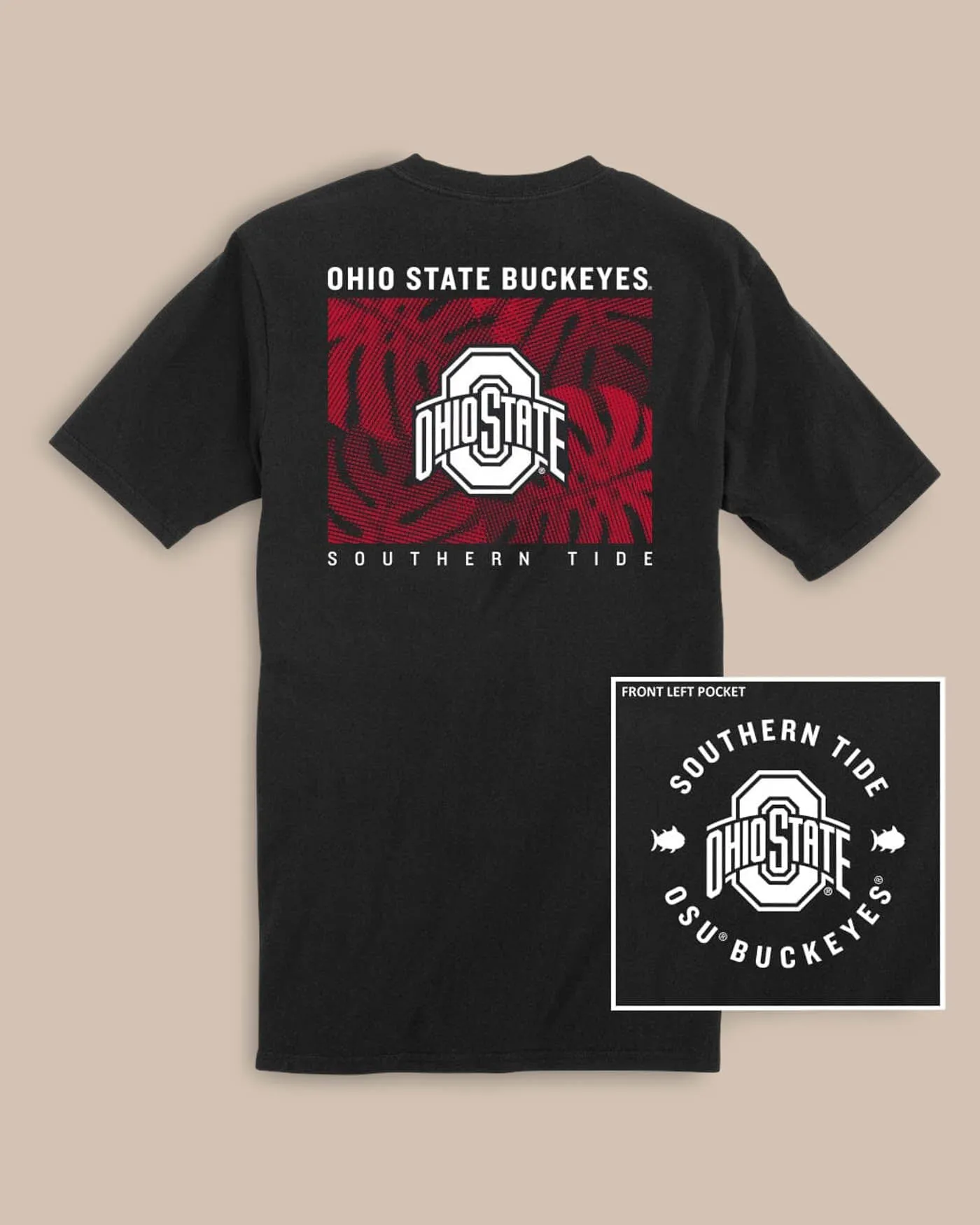 Ohio State Buckeyes Halftone Monstera T-Shirt sold by Southern Tide