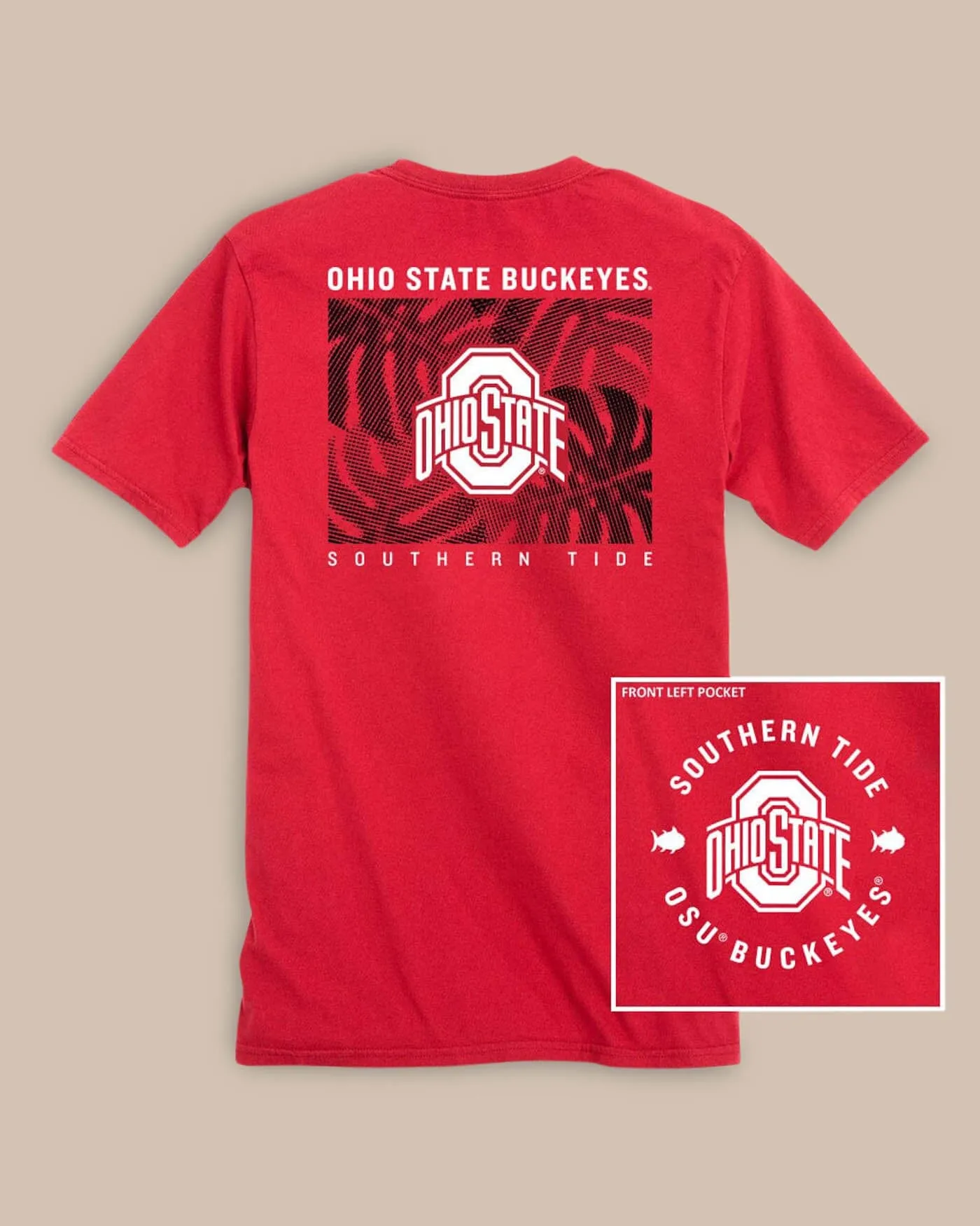 Ohio State Buckeyes Halftone Monstera T-Shirt sold by Southern Tide product image thumbnail 2