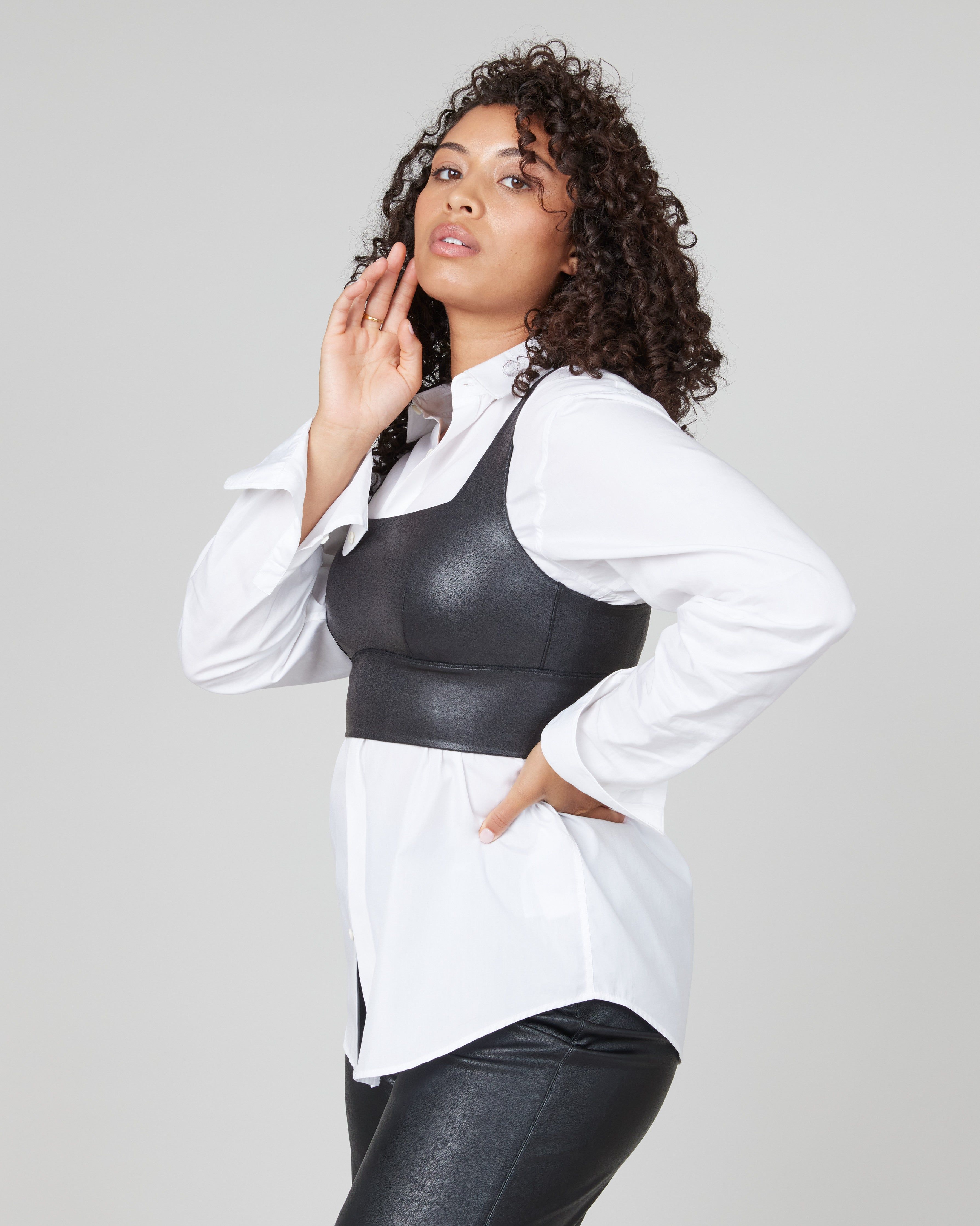 Faux Leather Square Neck Crop Top sold by SPANX product image thumbnail 2
