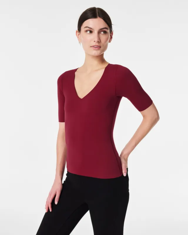 Fit-to-You V-Neck Elbow-Sleeve Tee sold by SPANX