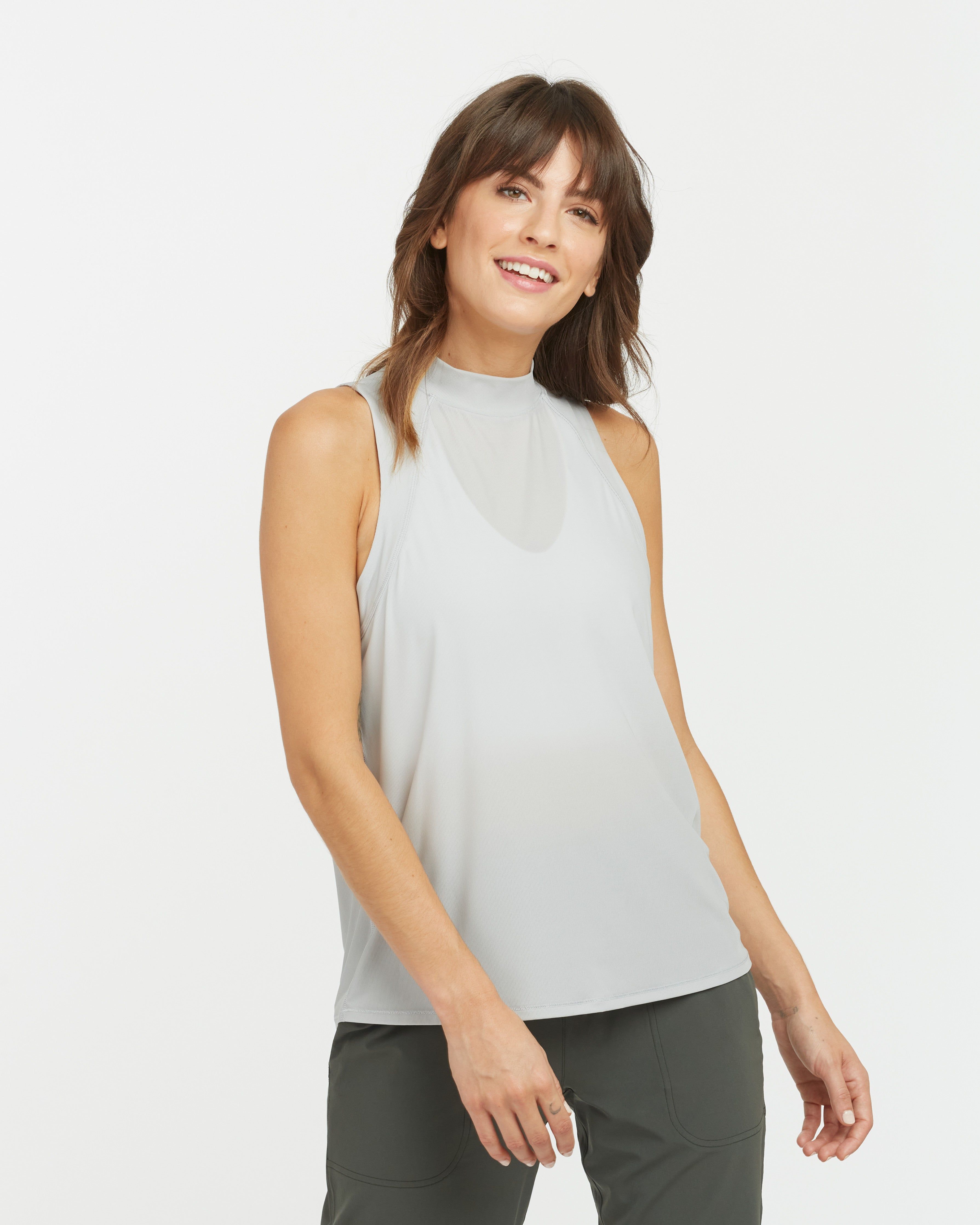 Go Lightly Ribbed Mock Neck Tank sold by SPANX