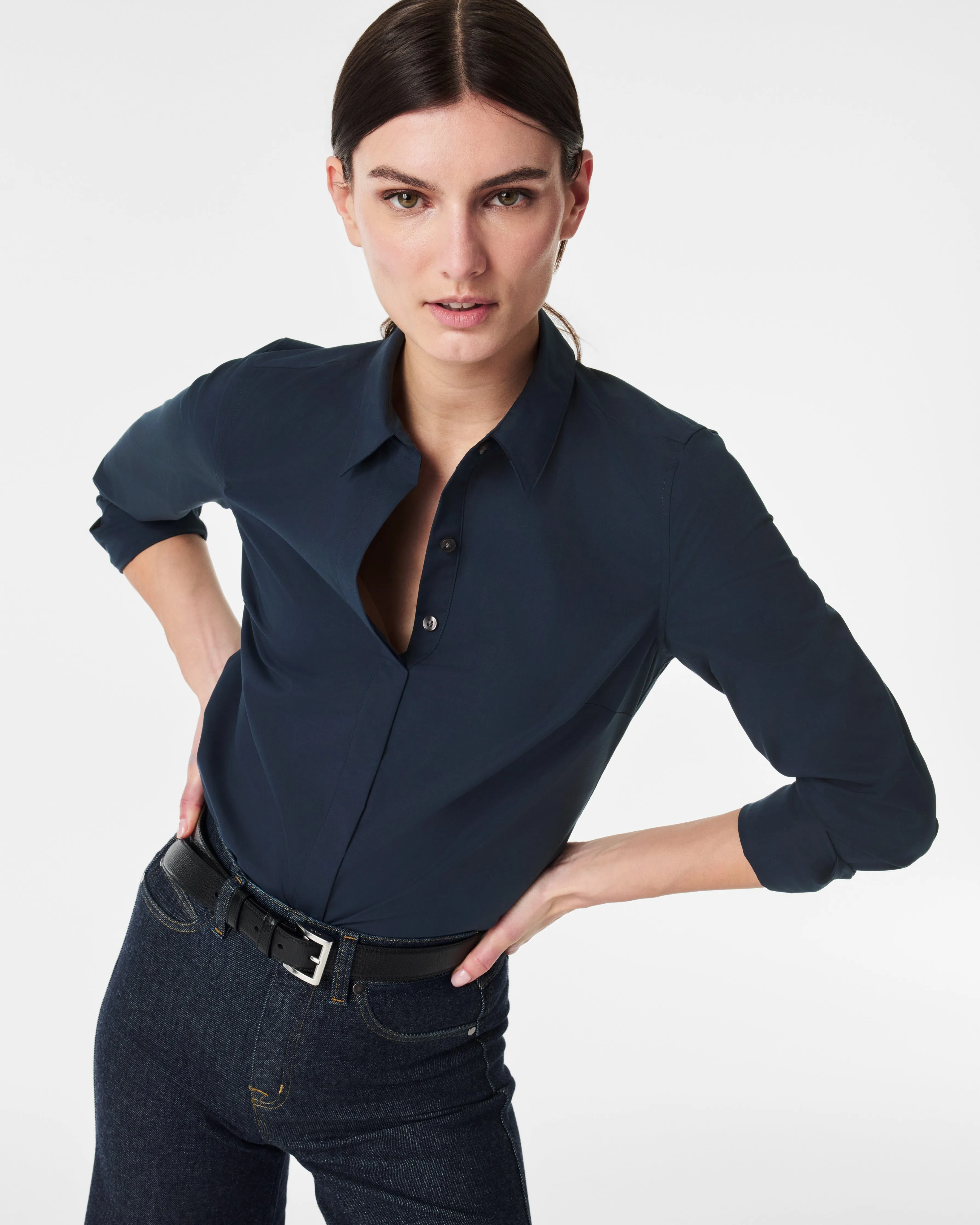 The Best Poplin No-Gape Tailored Shirt sold by SPANX
