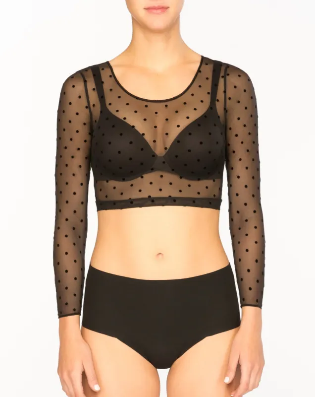 Smoothing Mesh Flocked Dot Crop Top made by SPANX