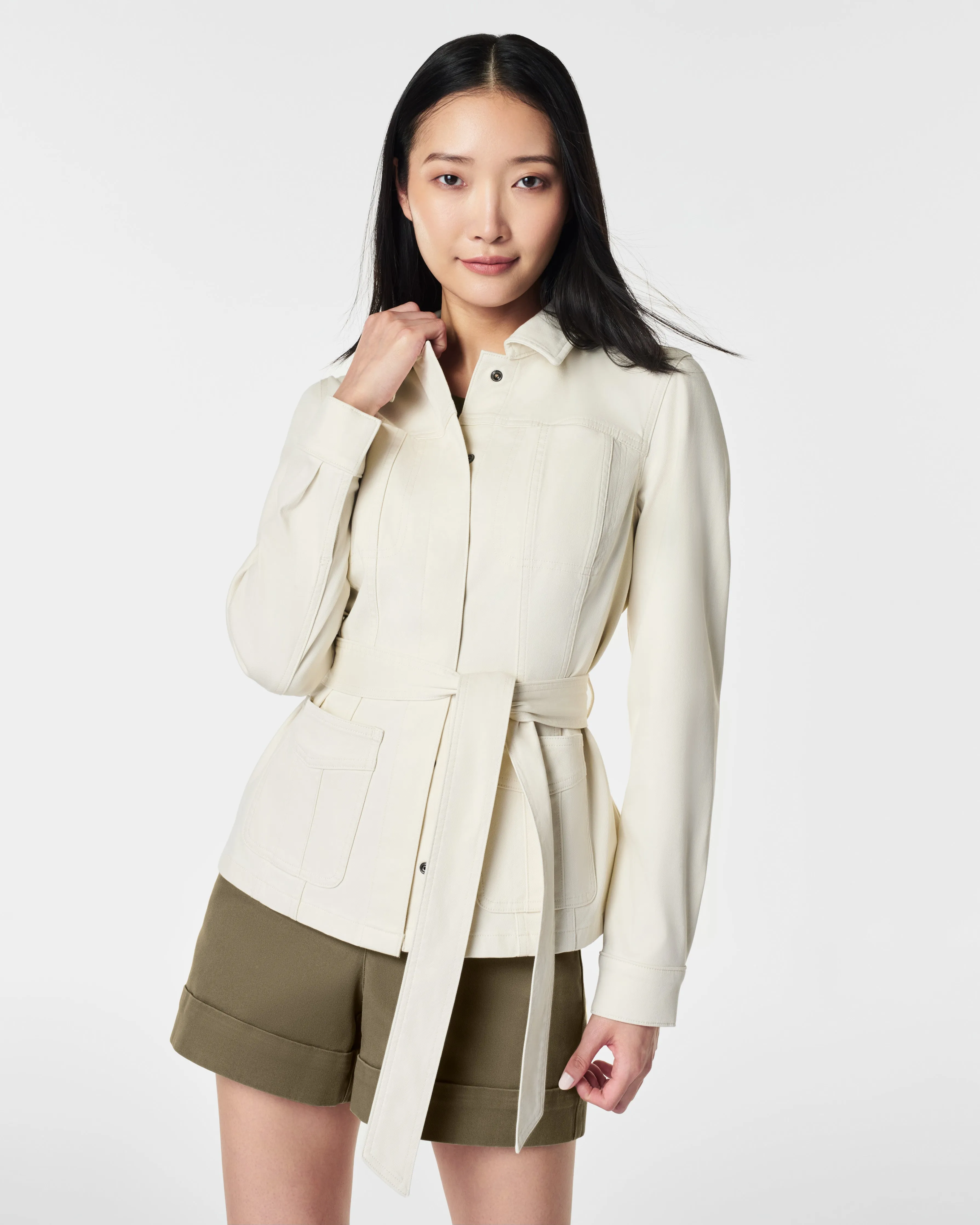 Stretch Twill Tie-Front Shirt Jacket sold by SPANX product image thumbnail 5
