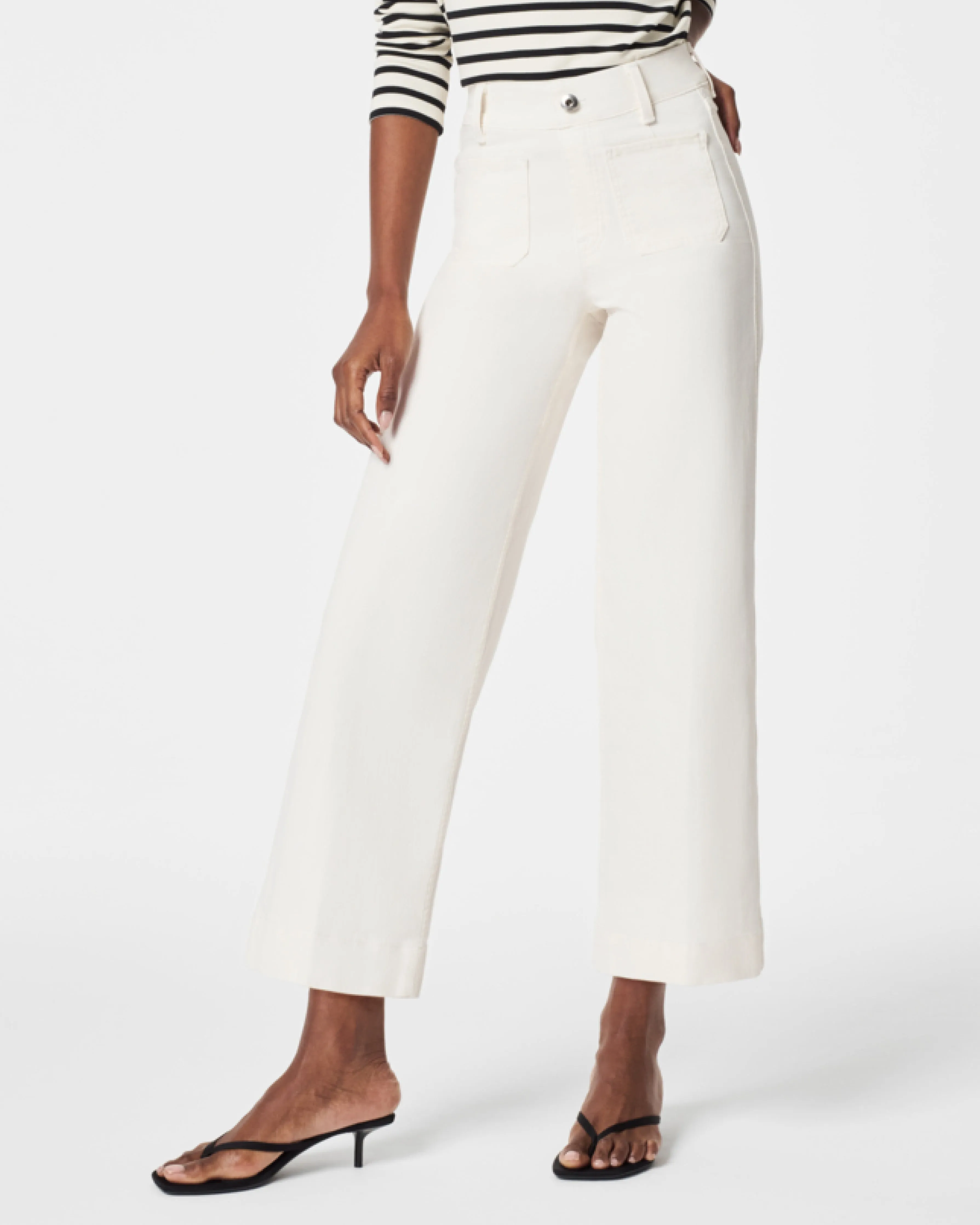 SPANXshape™ EveryWear Cropped Wide Leg Jeans with Patch Pockets, Ecru sold by SPANX