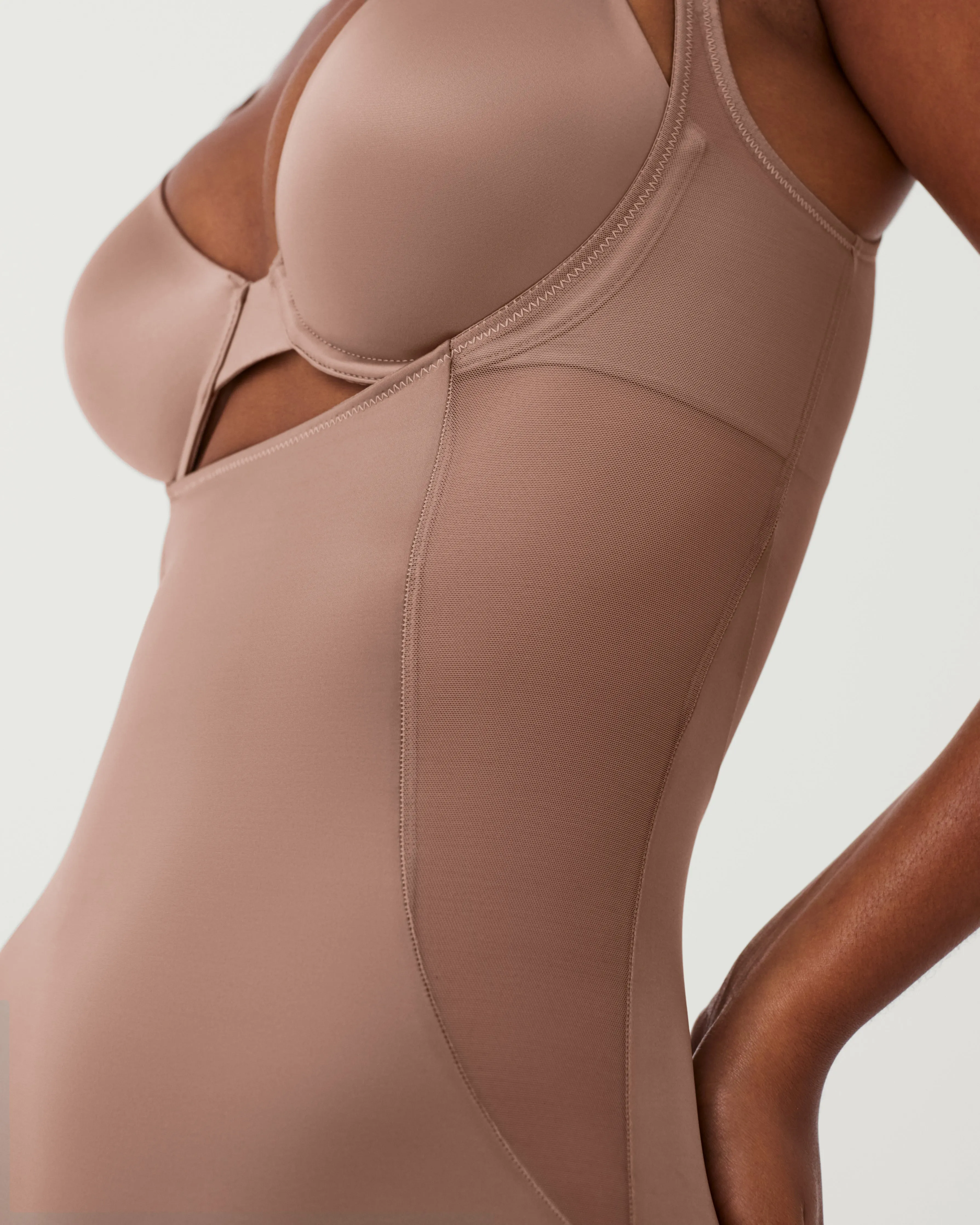 Satin Shaping Mesh Open-Bust Mid-Thigh Bodysuit sold by SPANX product image thumbnail 3
