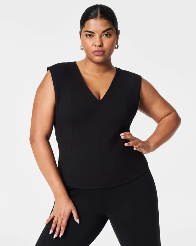 The Perfect V-Neck Seamed Top sold by SPANX