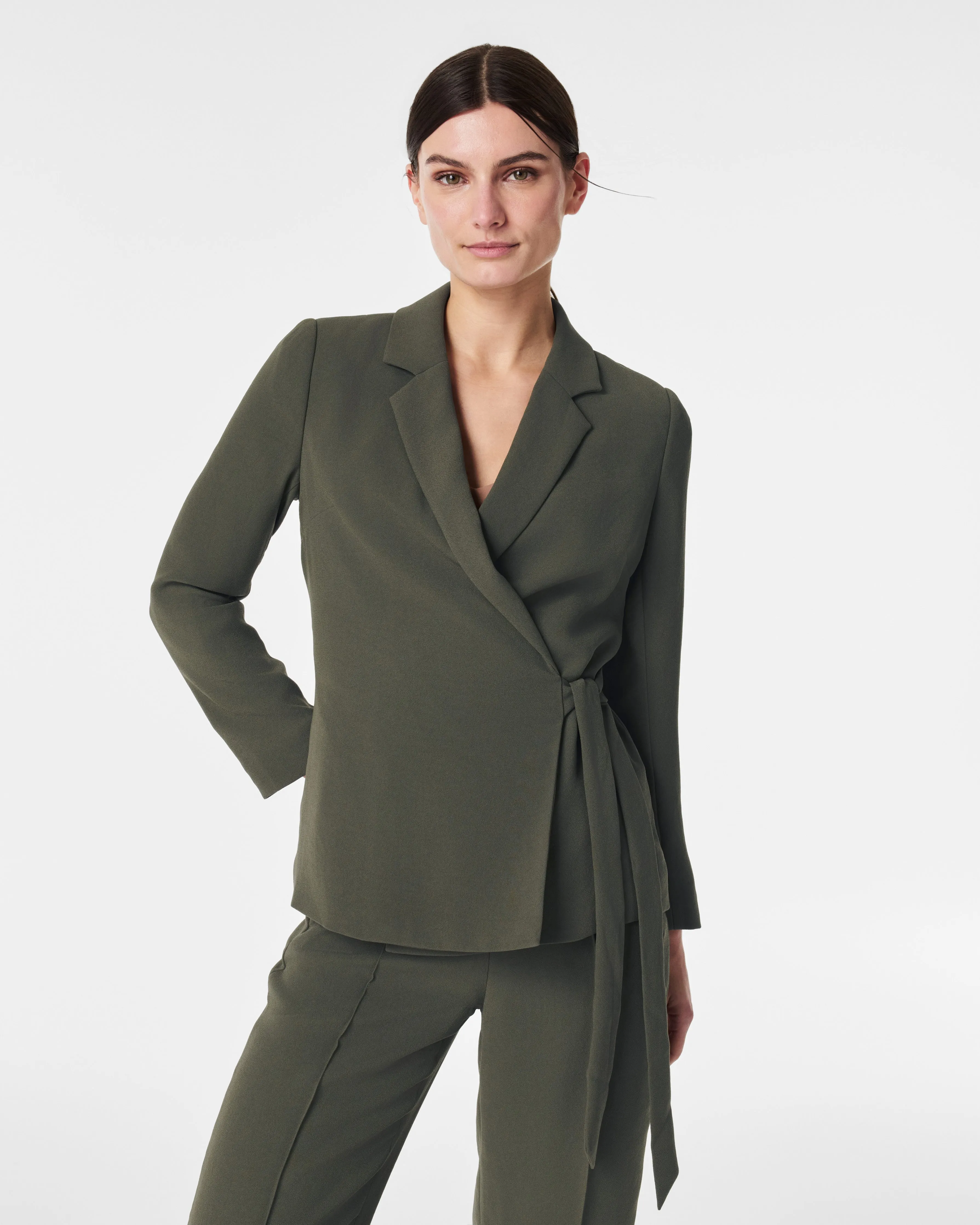 Carefree Crepe Wrap Blazer sold by SPANX