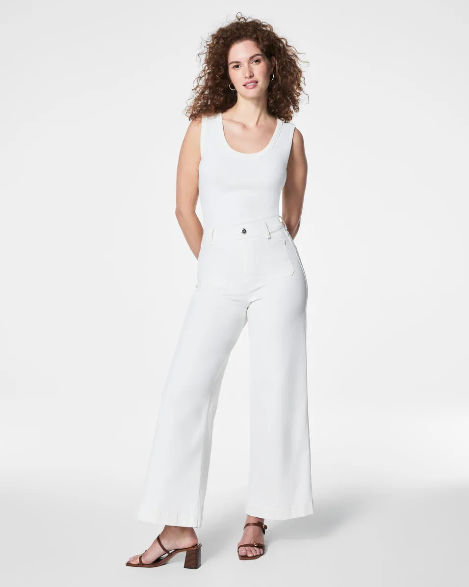 SPANXshape™ EveryWear Cropped Wide Leg Jeans with Patch Pockets, White sold by SPANX product image thumbnail 2