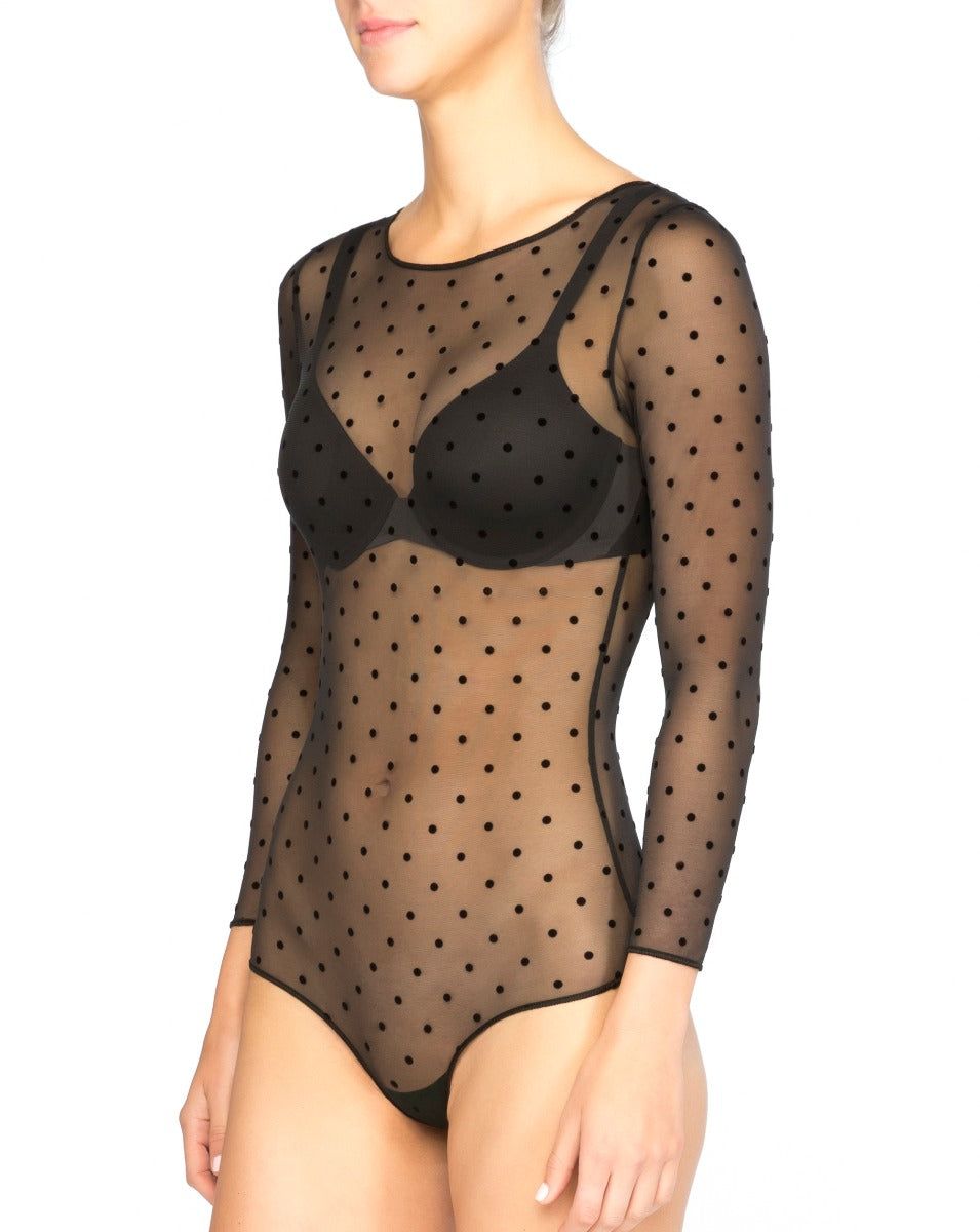 Smoothing Mesh Flocked Dot Thong Bodysuit sold by SPANX product image thumbnail 2
