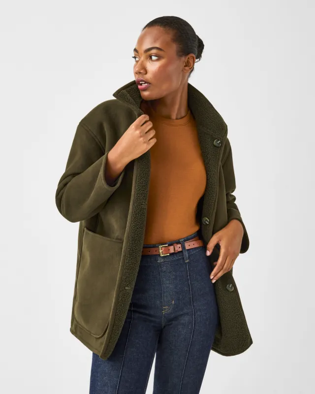 Reversible Suede Sherpa Jacket sold by SPANX