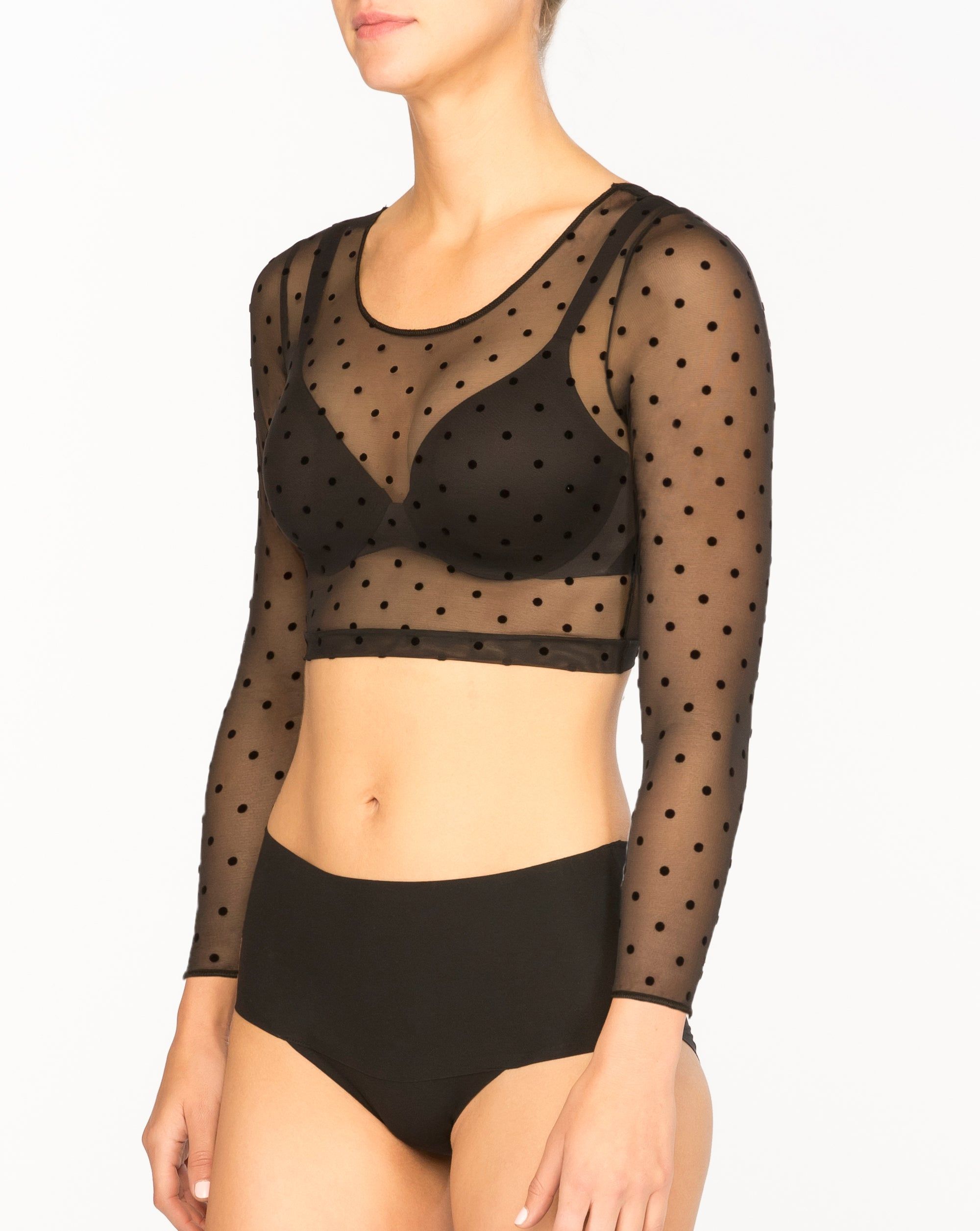 Smoothing Mesh Flocked Dot Crop Top sold by SPANX product image thumbnail 3