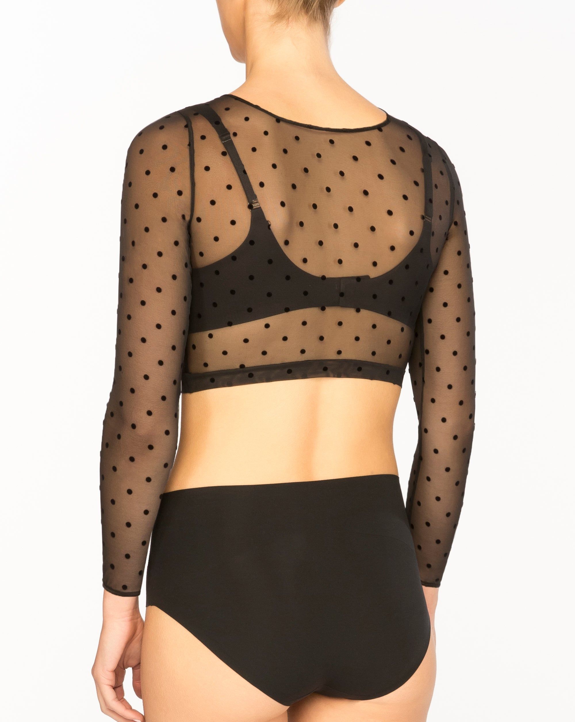 Smoothing Mesh Flocked Dot Crop Top sold by SPANX product image thumbnail 2