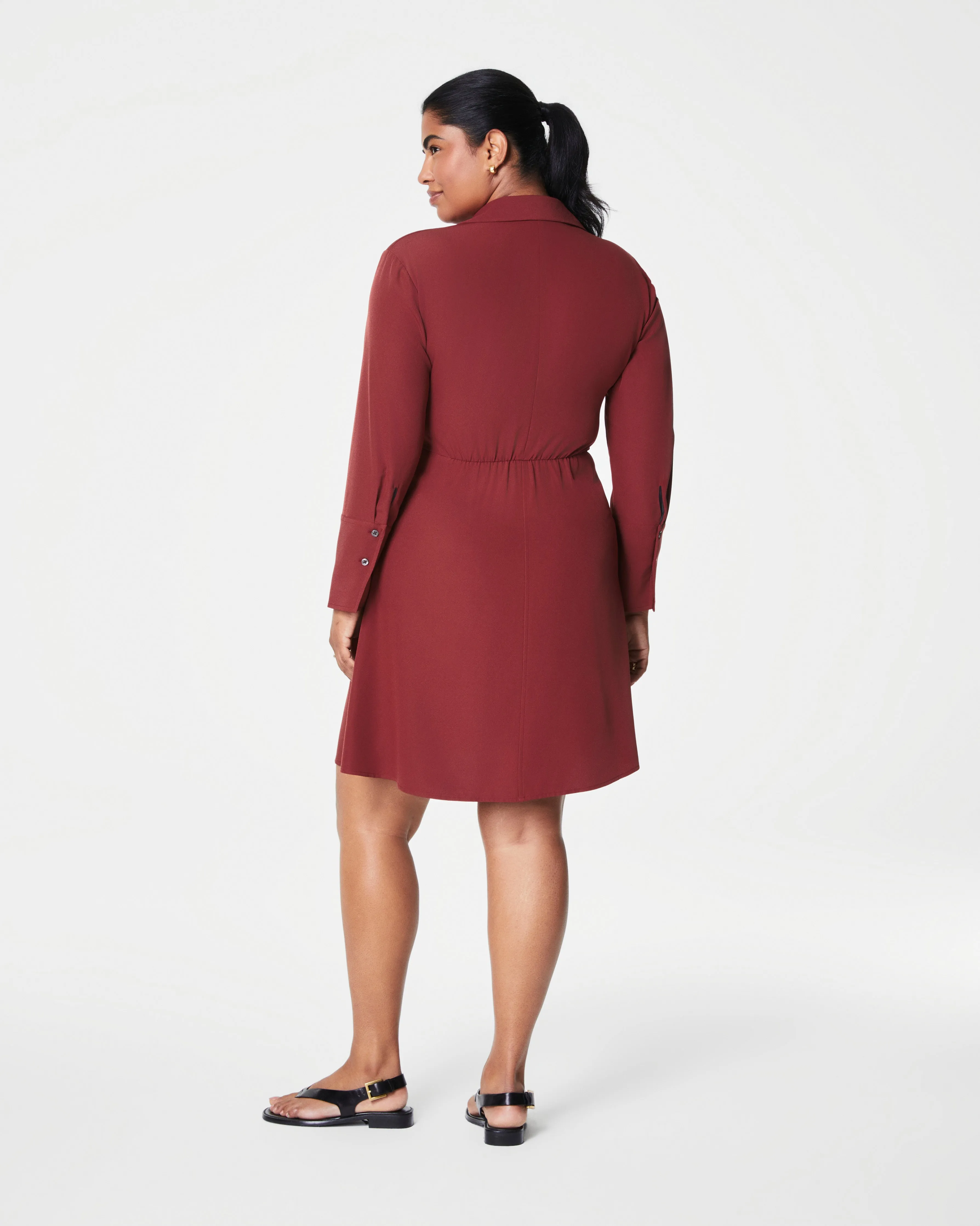 【関税＆送料込み】ChloAC Crepe Shirtdress Shop Tie-neck chiffon shift dress | eShakti
