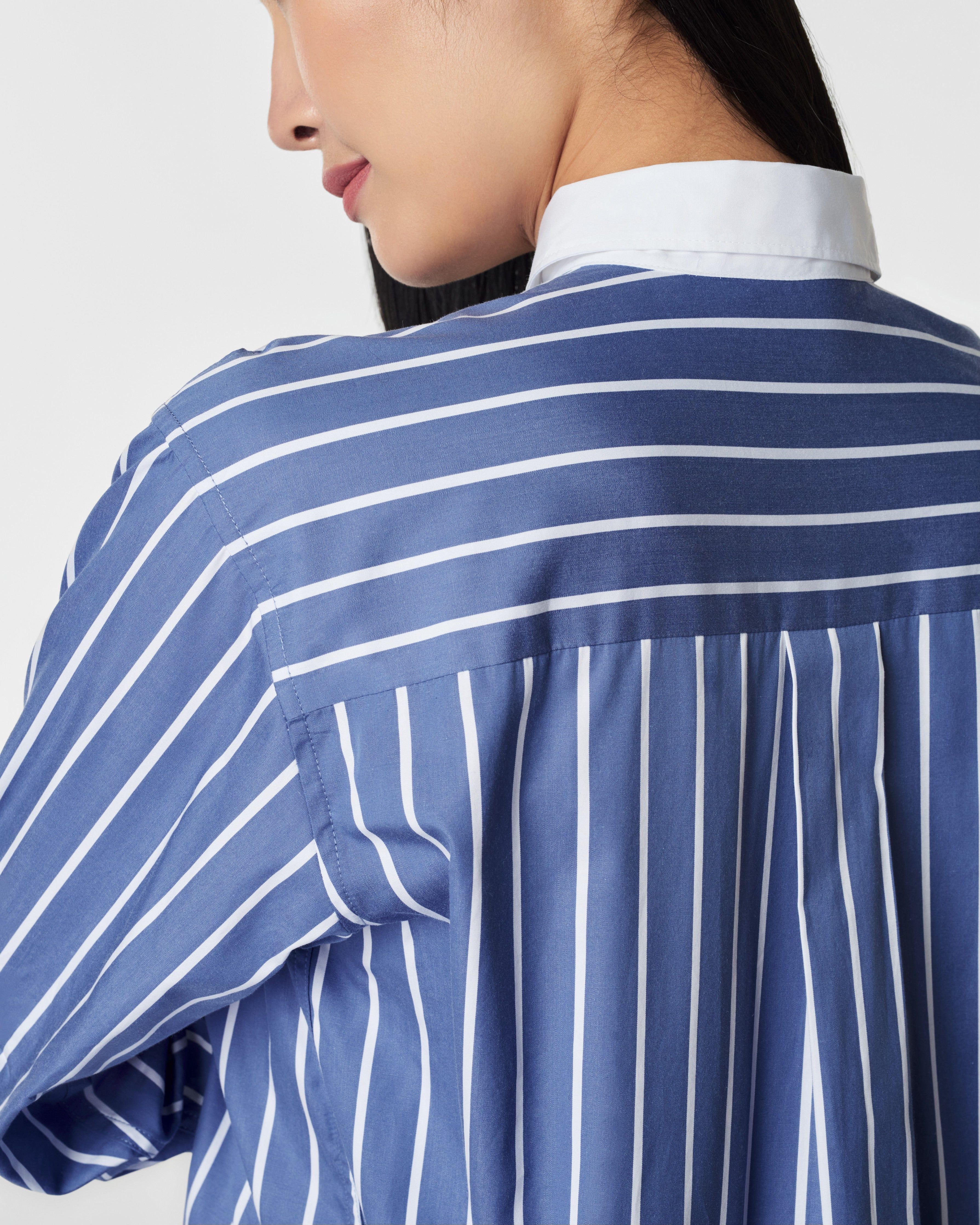 The Best Poplin Striped Button-Down Shirt, Postal Blue Stripe sold by SPANX product image thumbnail 4