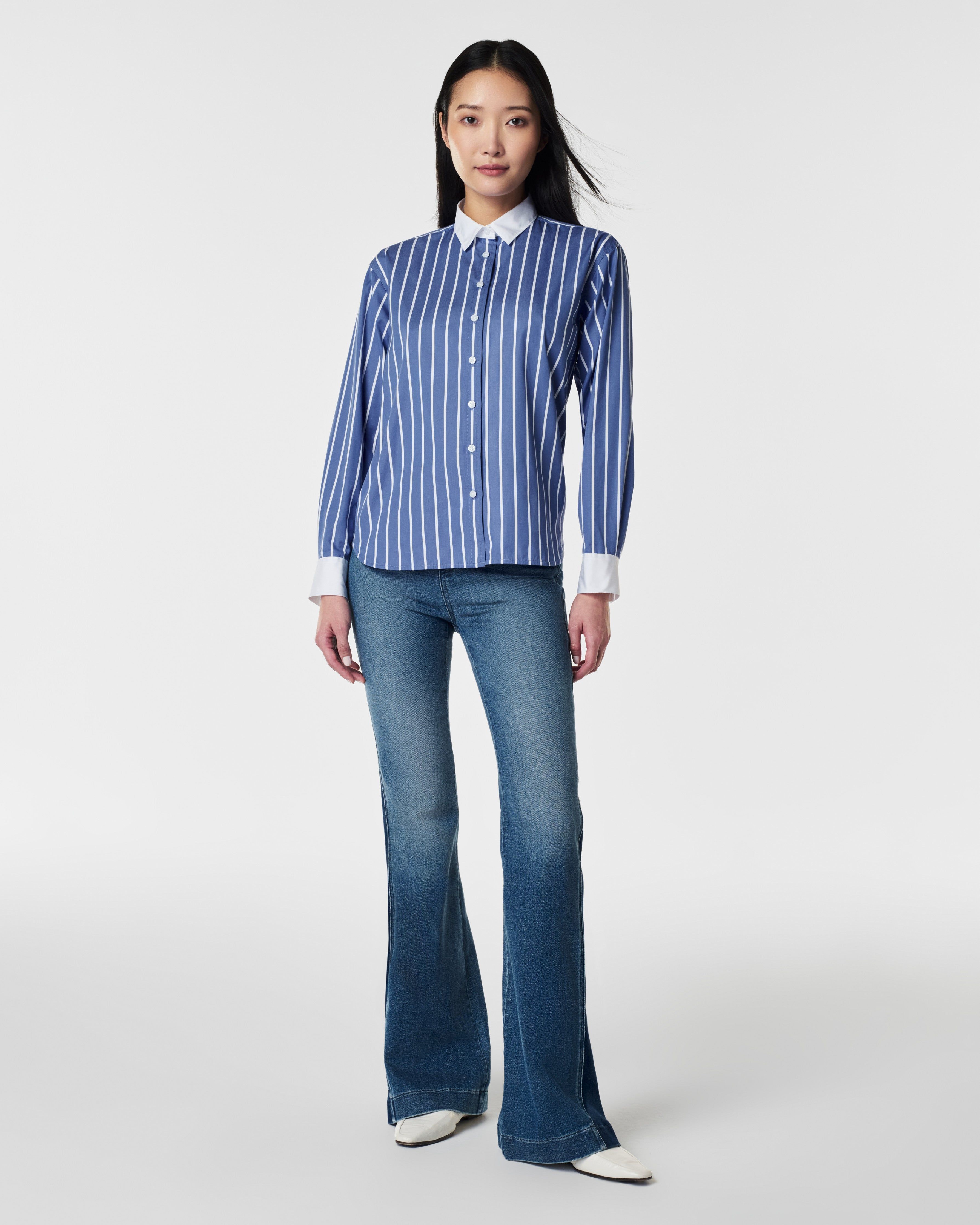 The Best Poplin Striped Button-Down Shirt, Postal Blue Stripe sold by SPANX product image thumbnail 5
